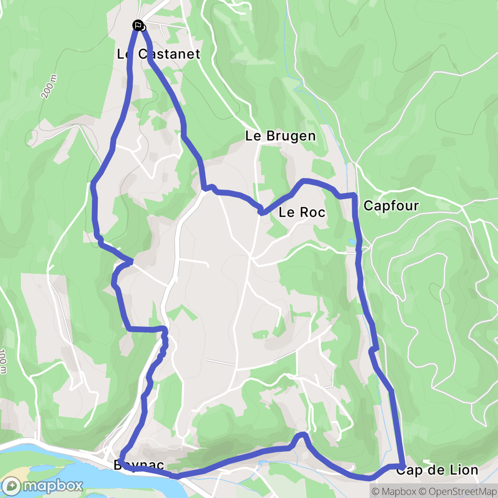 Beynac-et-Cazenac : carte du parcours de randonnée - France