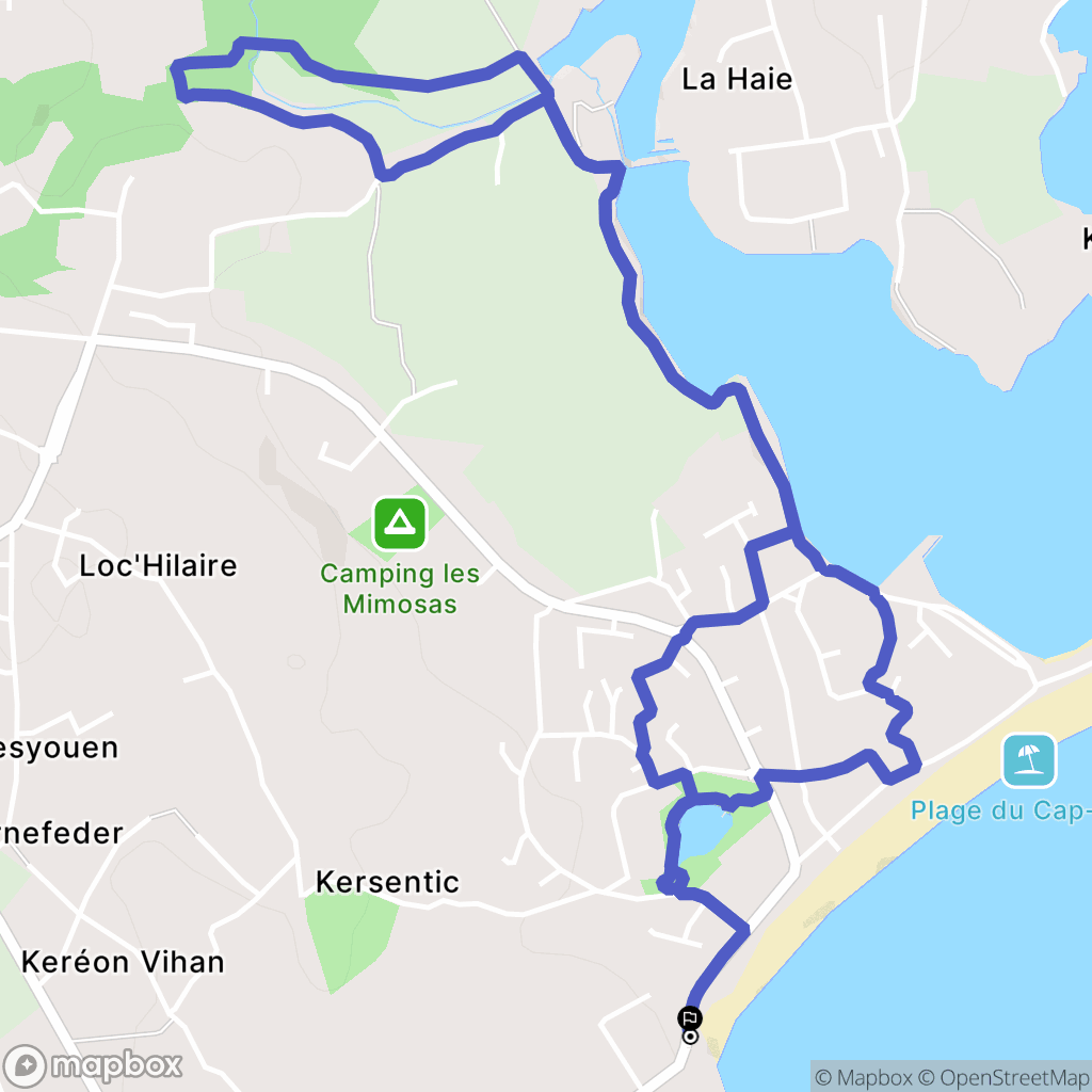 Fouesnant : carte du parcours de randonnée - France