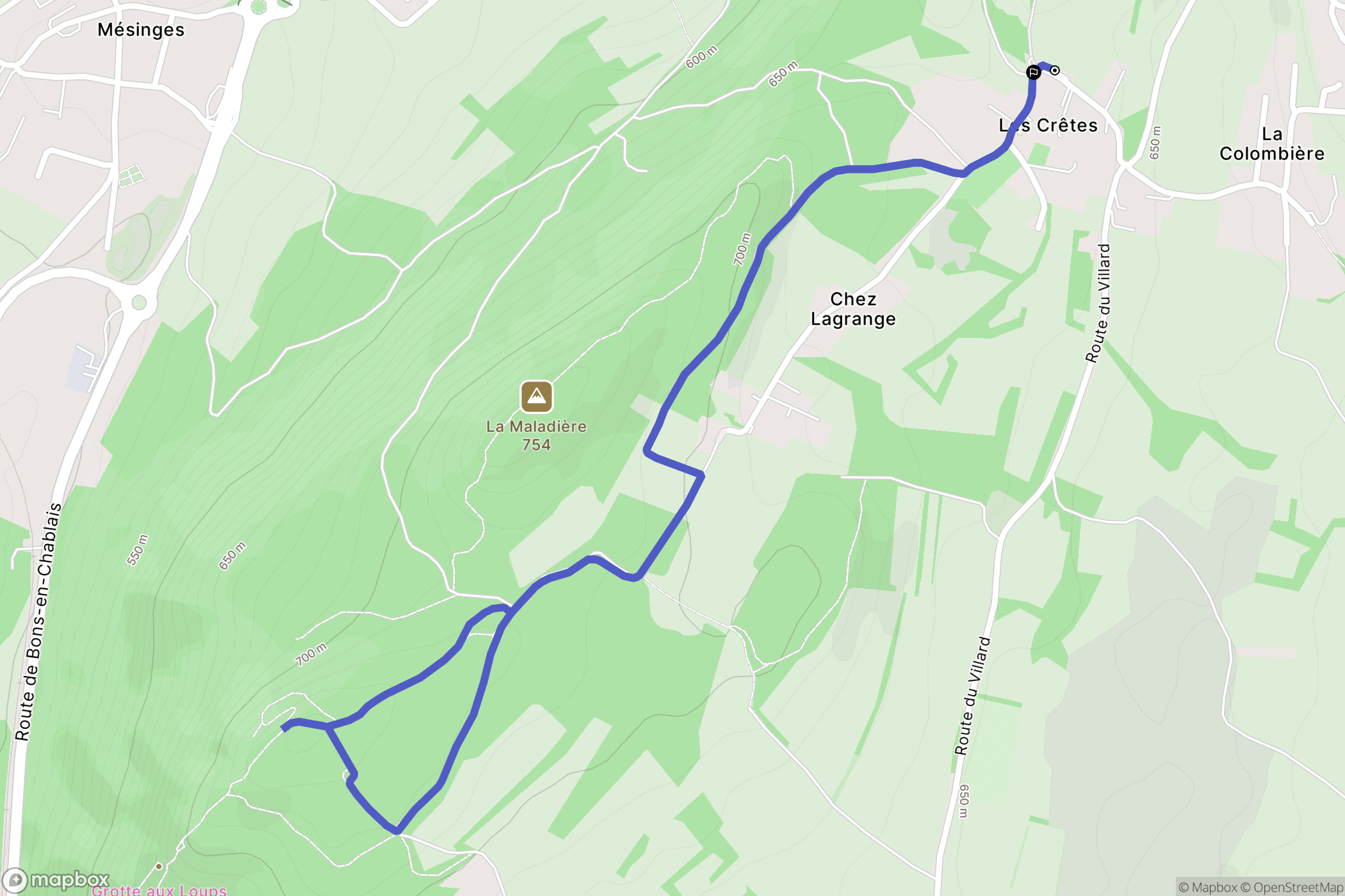 Allinges : carte du parcours de randonnée - France