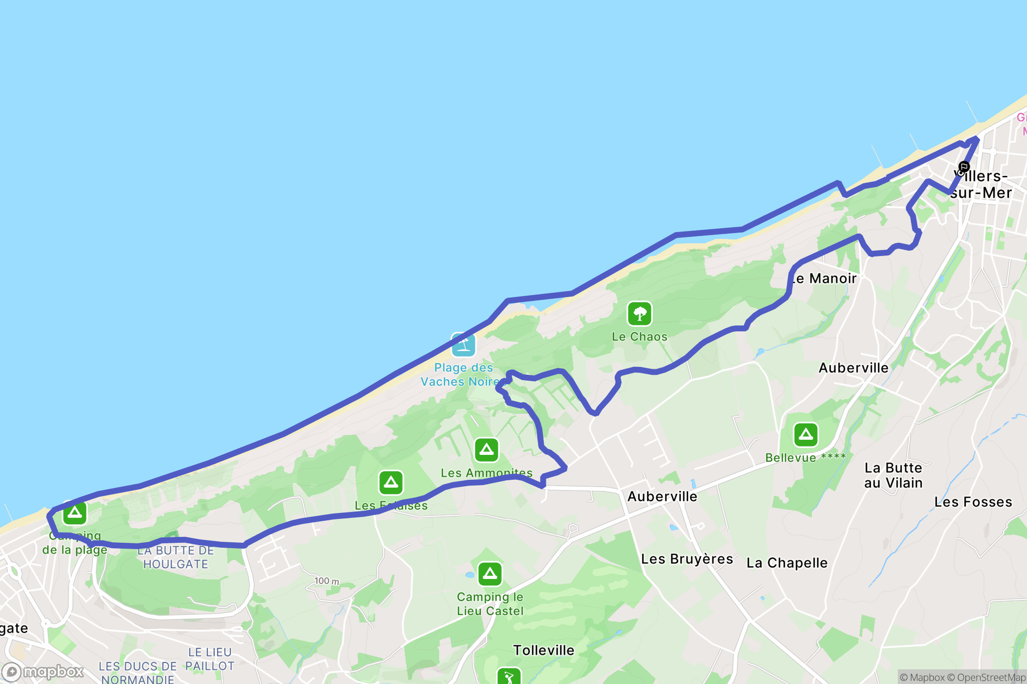 Villers-sur-Mer : carte du parcours de randonnée - France