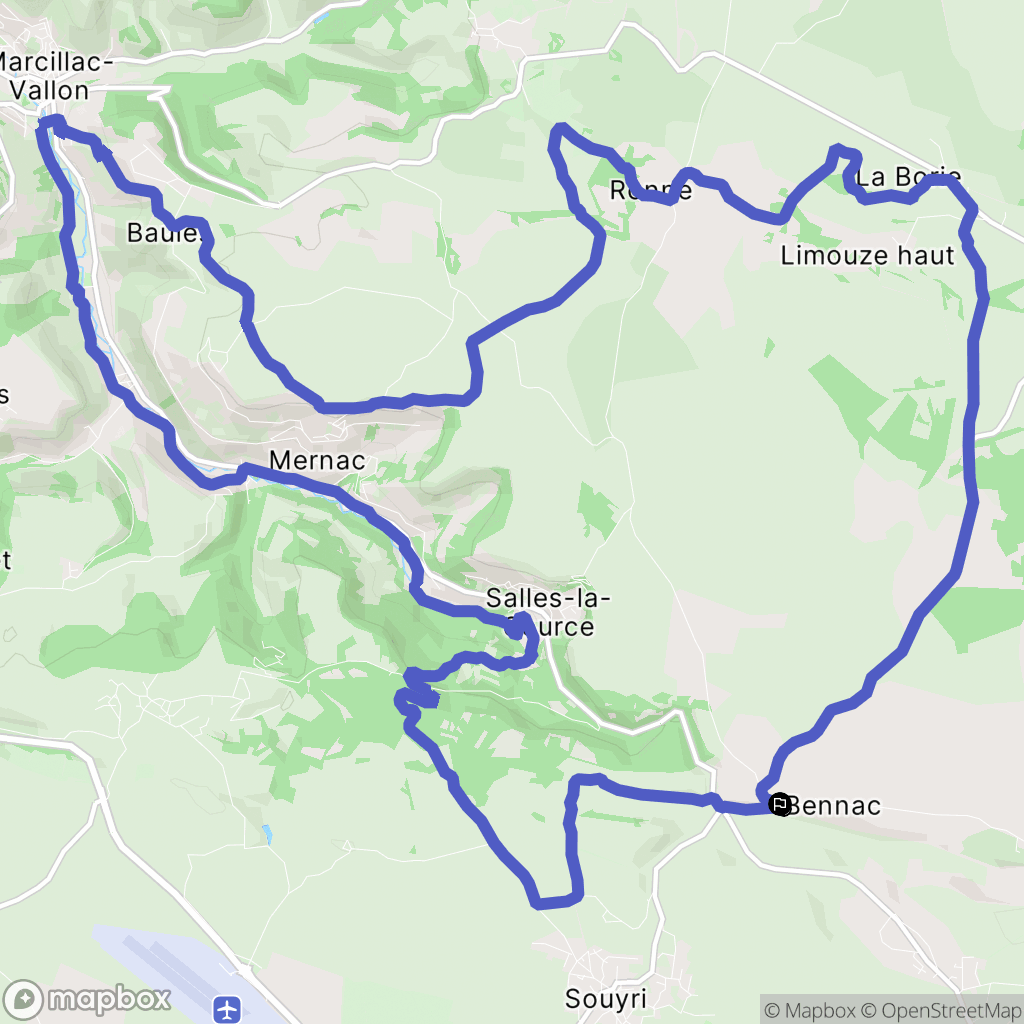 Salles-la-Source : carte du parcours de randonnée - France