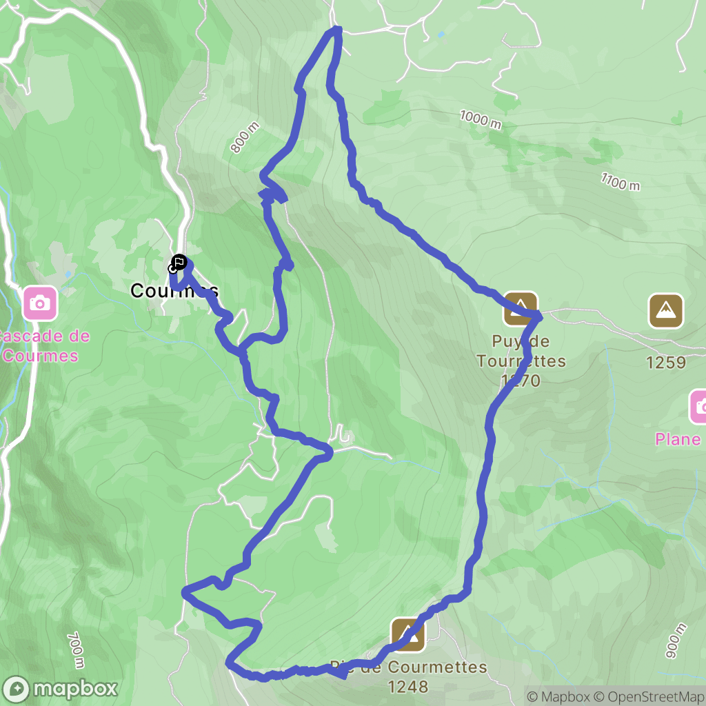 Courmes : carte du parcours de randonnée - France