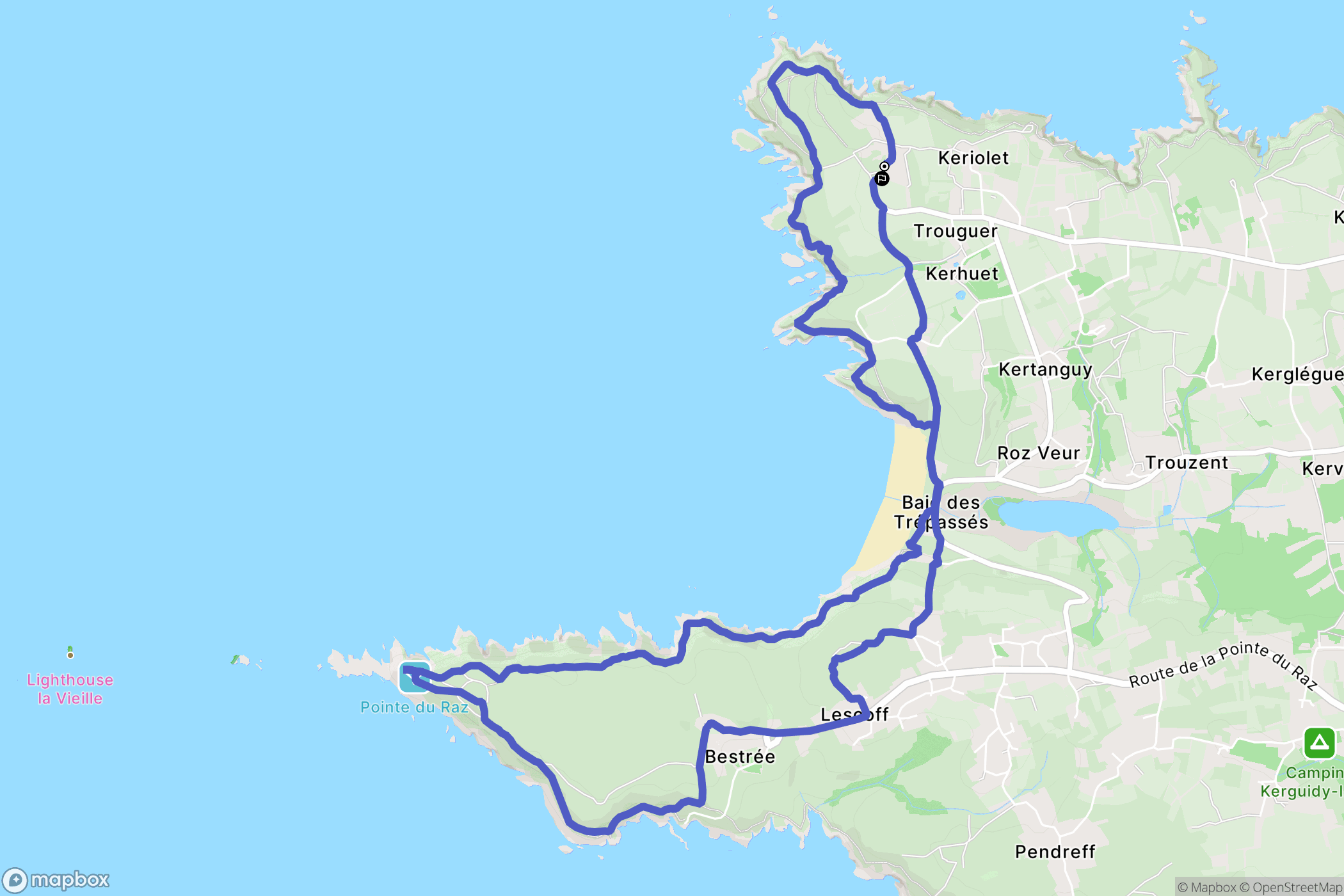 Cléden-Cap-Sizun : carte du parcours de randonnée - France