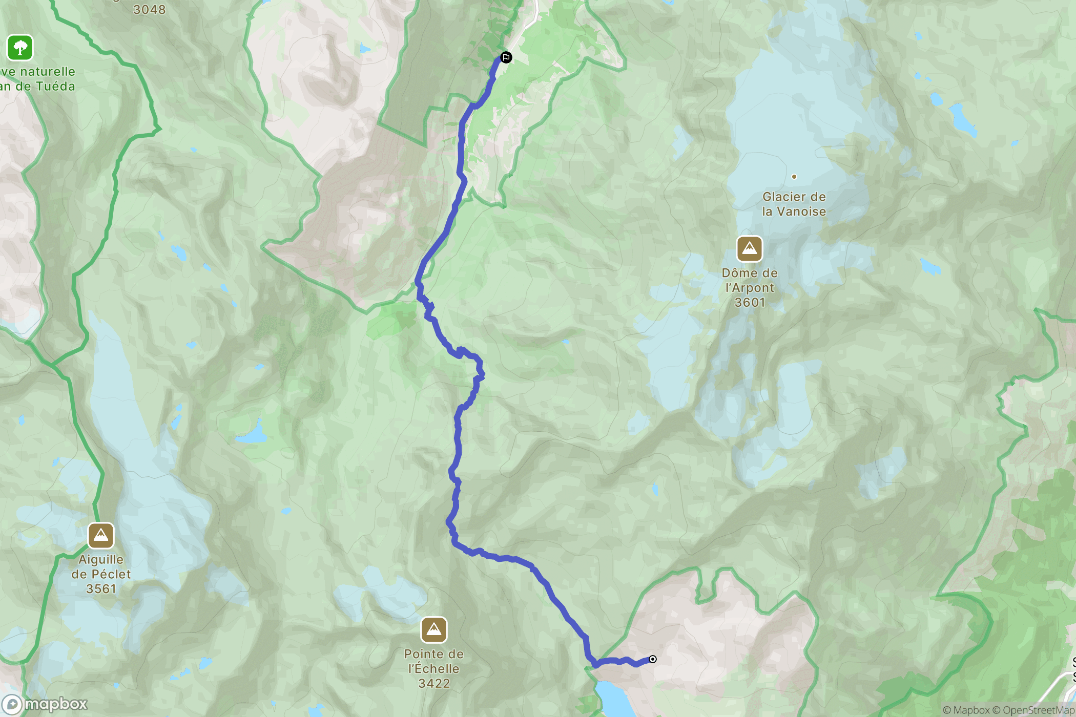 Aussois : carte du parcours de randonnée - France