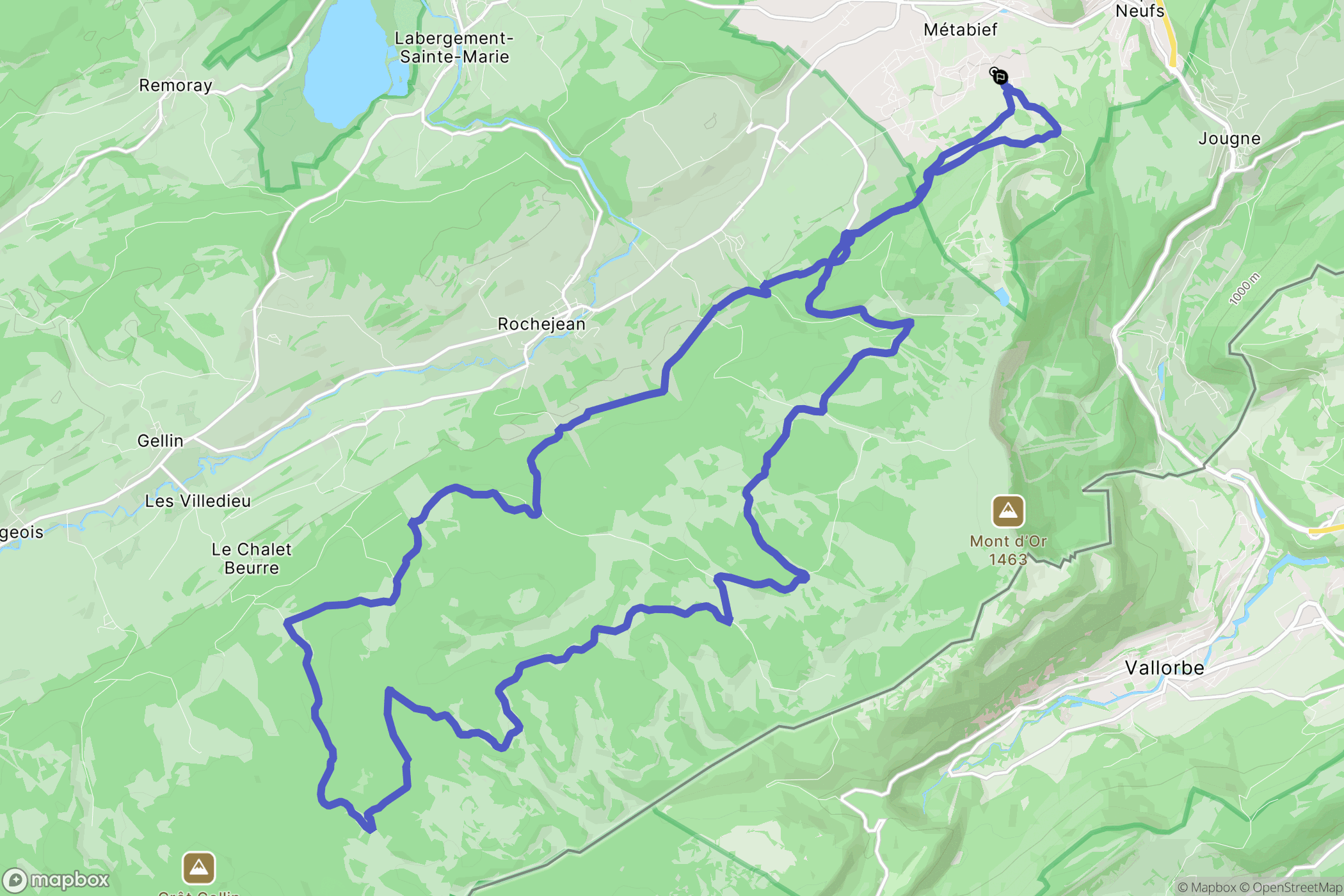 Métabief : carte du parcours de randonnée - France