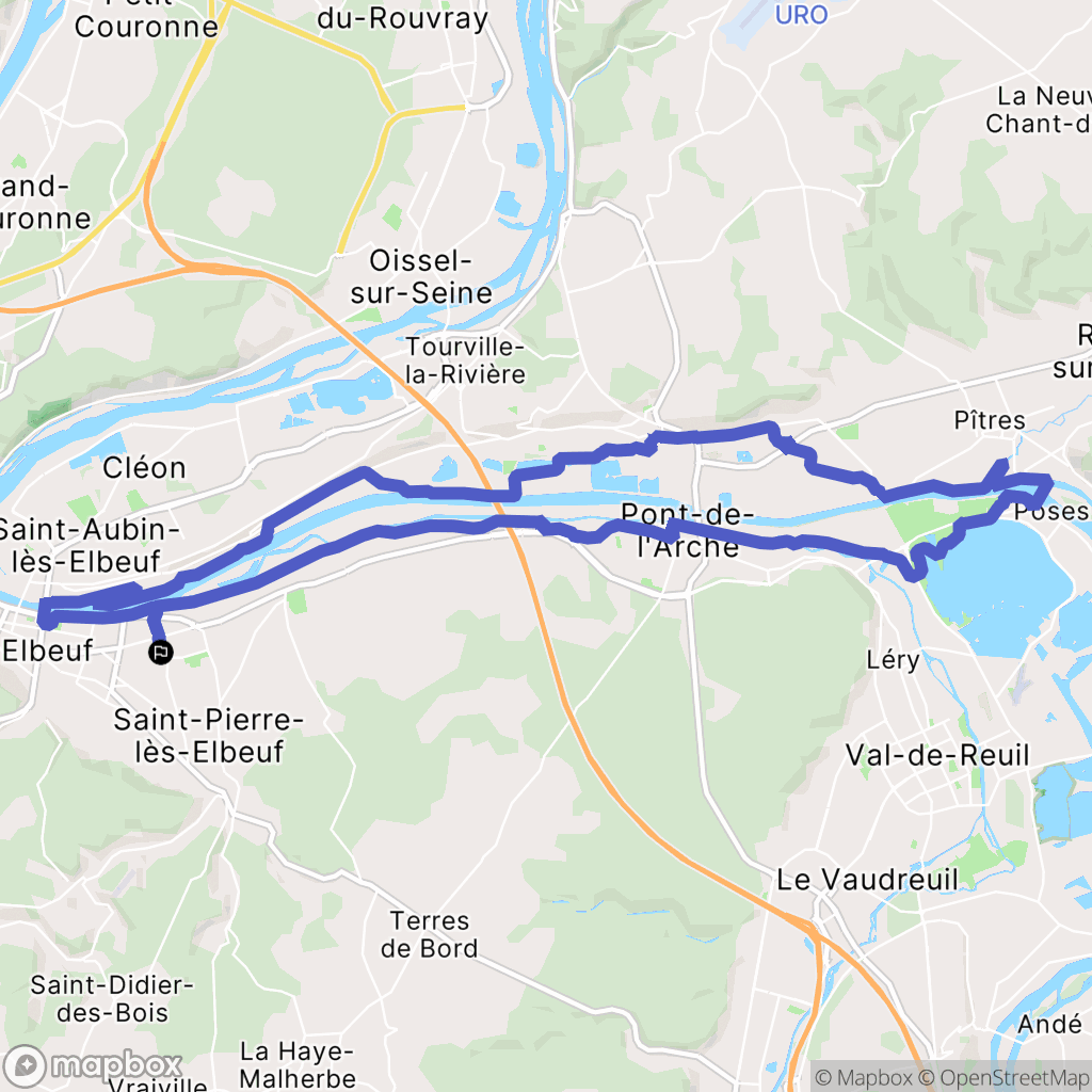 Caudebec-lès-Elbeuf : carte du parcours de randonnée - France