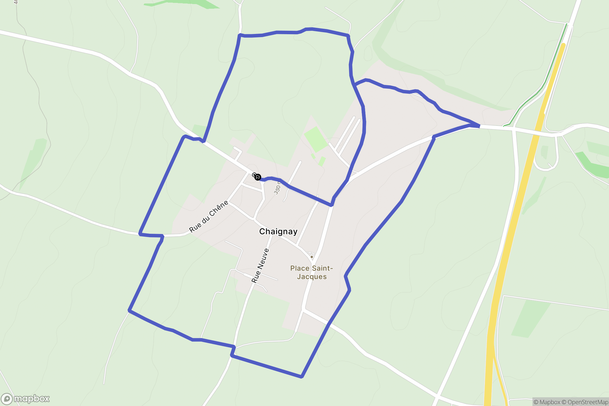 Chaignay : carte du parcours de randonnée - France