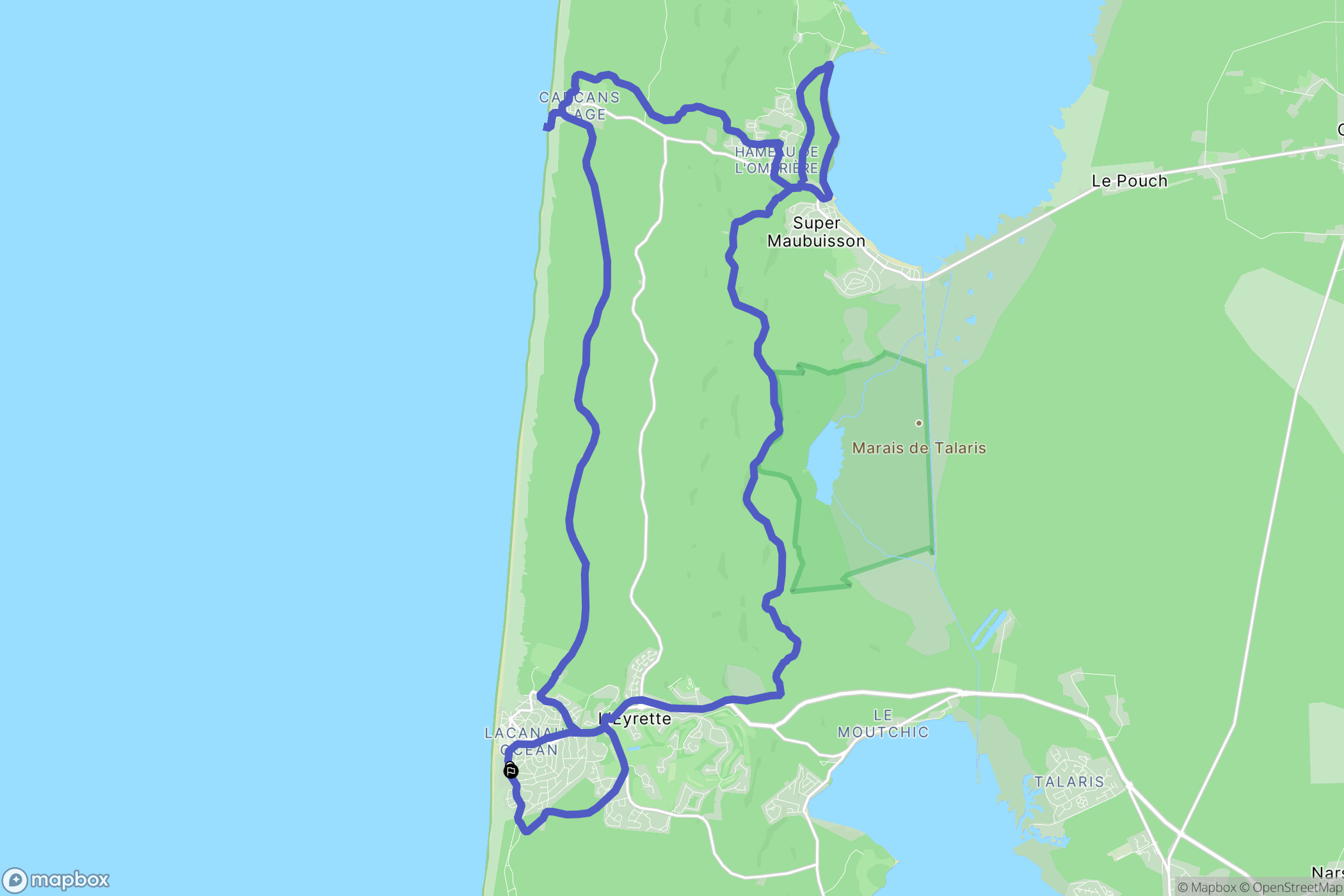Lacanau : carte du parcours de randonnée - France