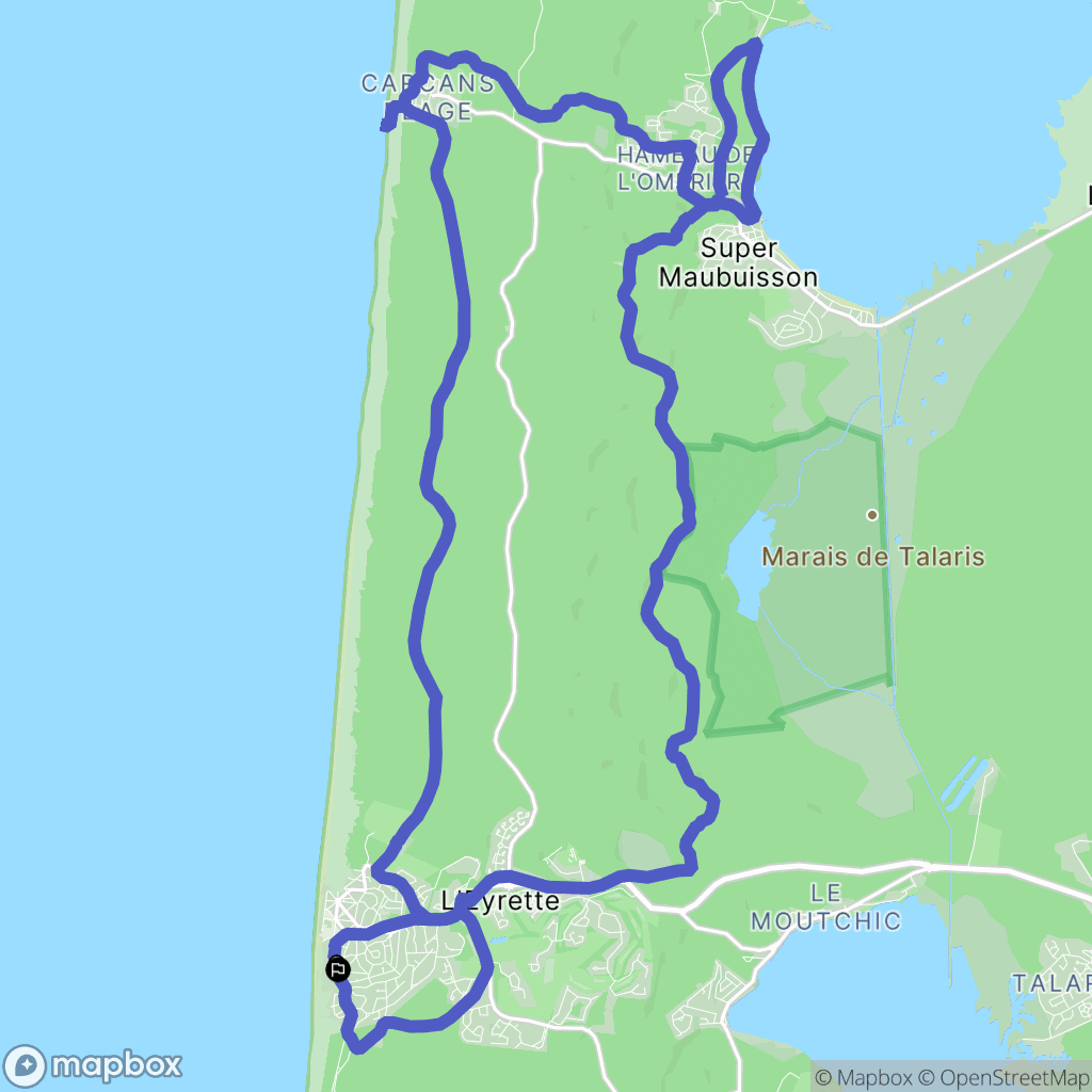 Lacanau : carte du parcours de randonnée - France