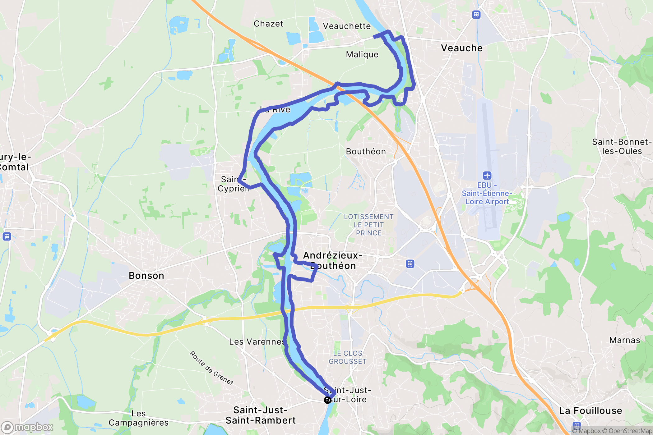 Saint-Just-Saint-Rambert : carte du parcours de randonnée - France