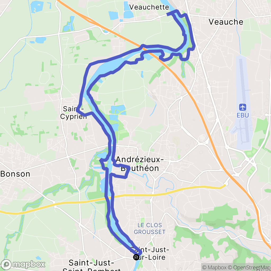 Saint-Just-Saint-Rambert : carte du parcours de randonnée - France