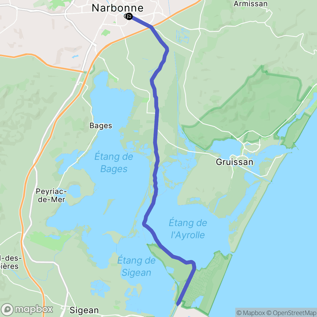 Narbonne : carte du parcours de randonnée - France