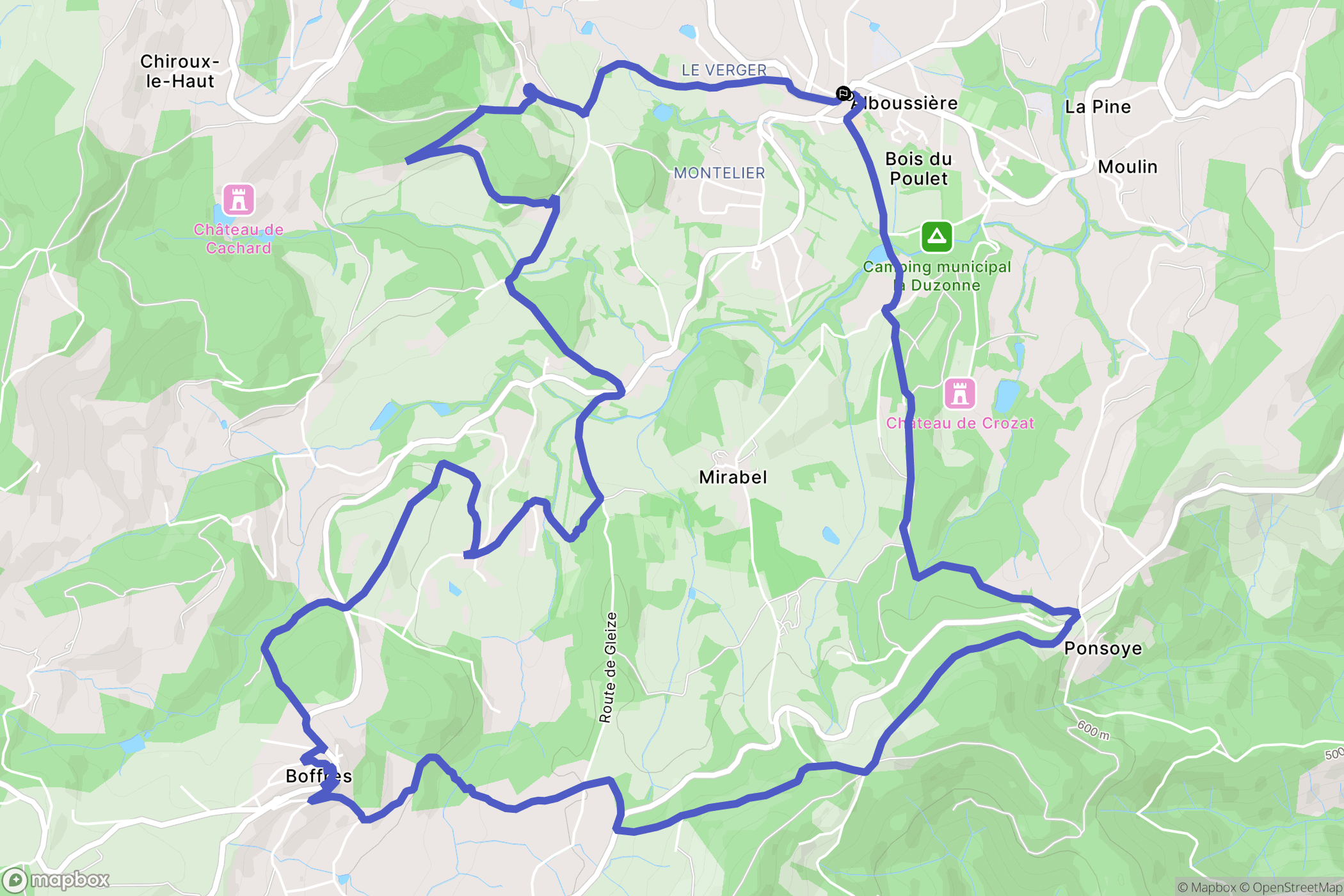 Alboussière : carte du parcours de randonnée - France
