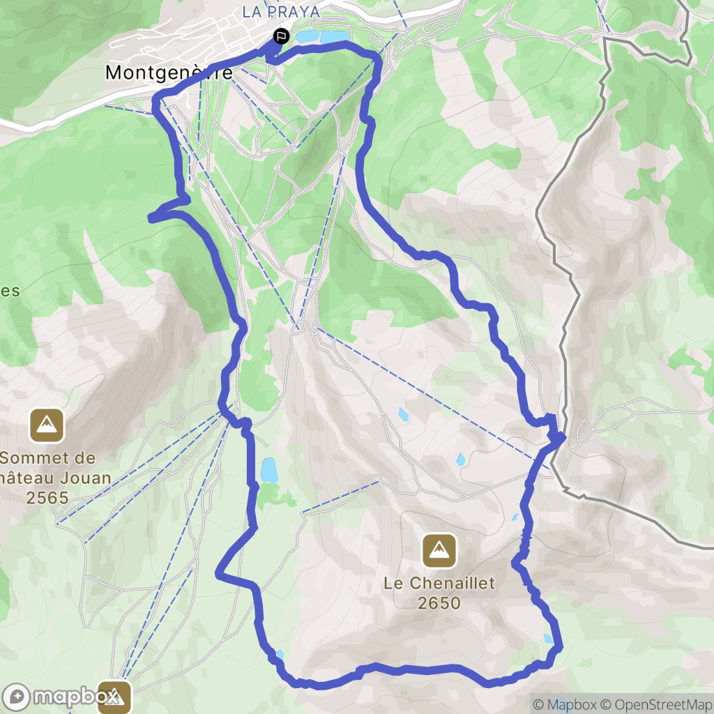 Montgenèvre : carte du parcours de randonnée - France