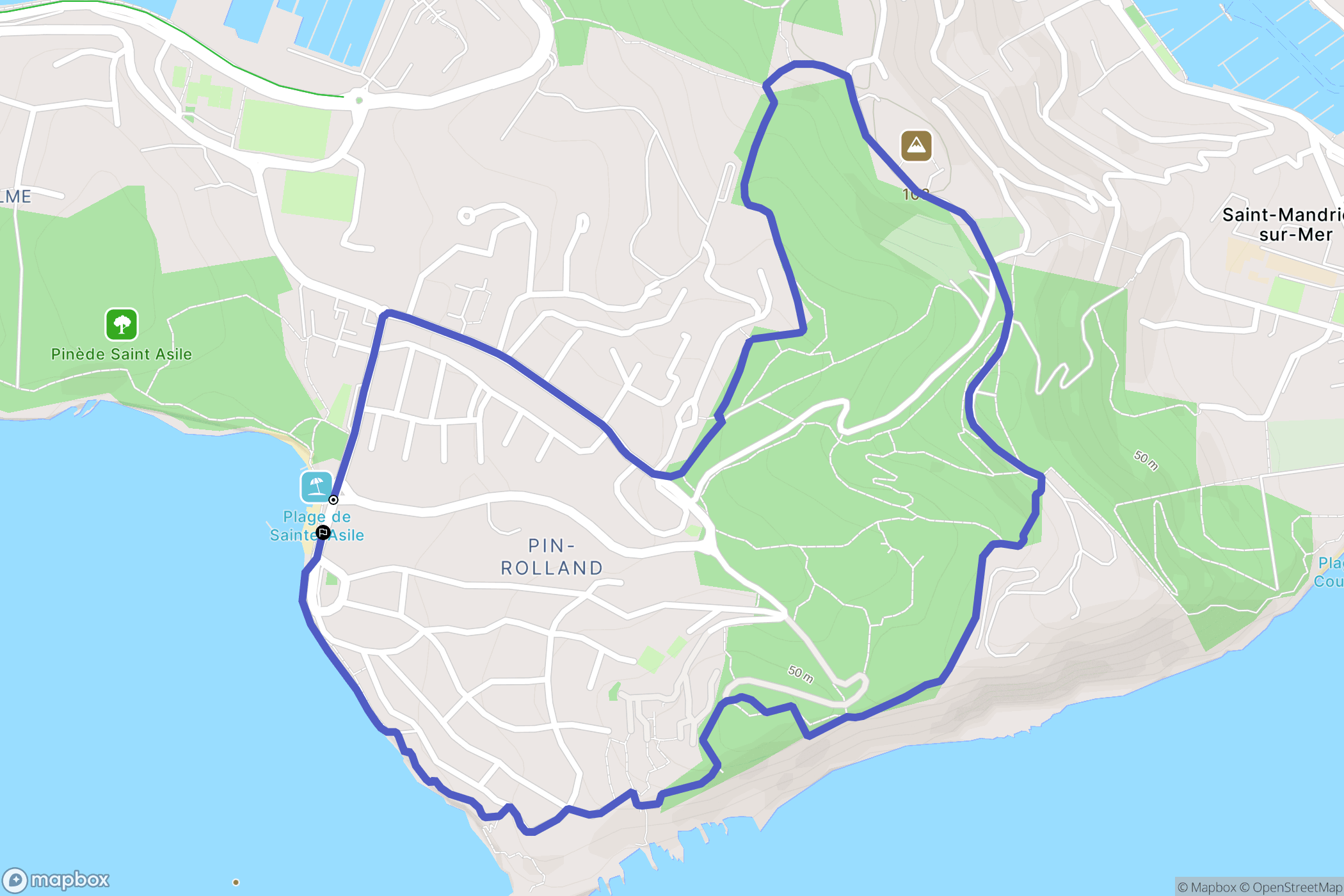 Saint-Mandrier-sur-Mer : carte du parcours de randonnée - France