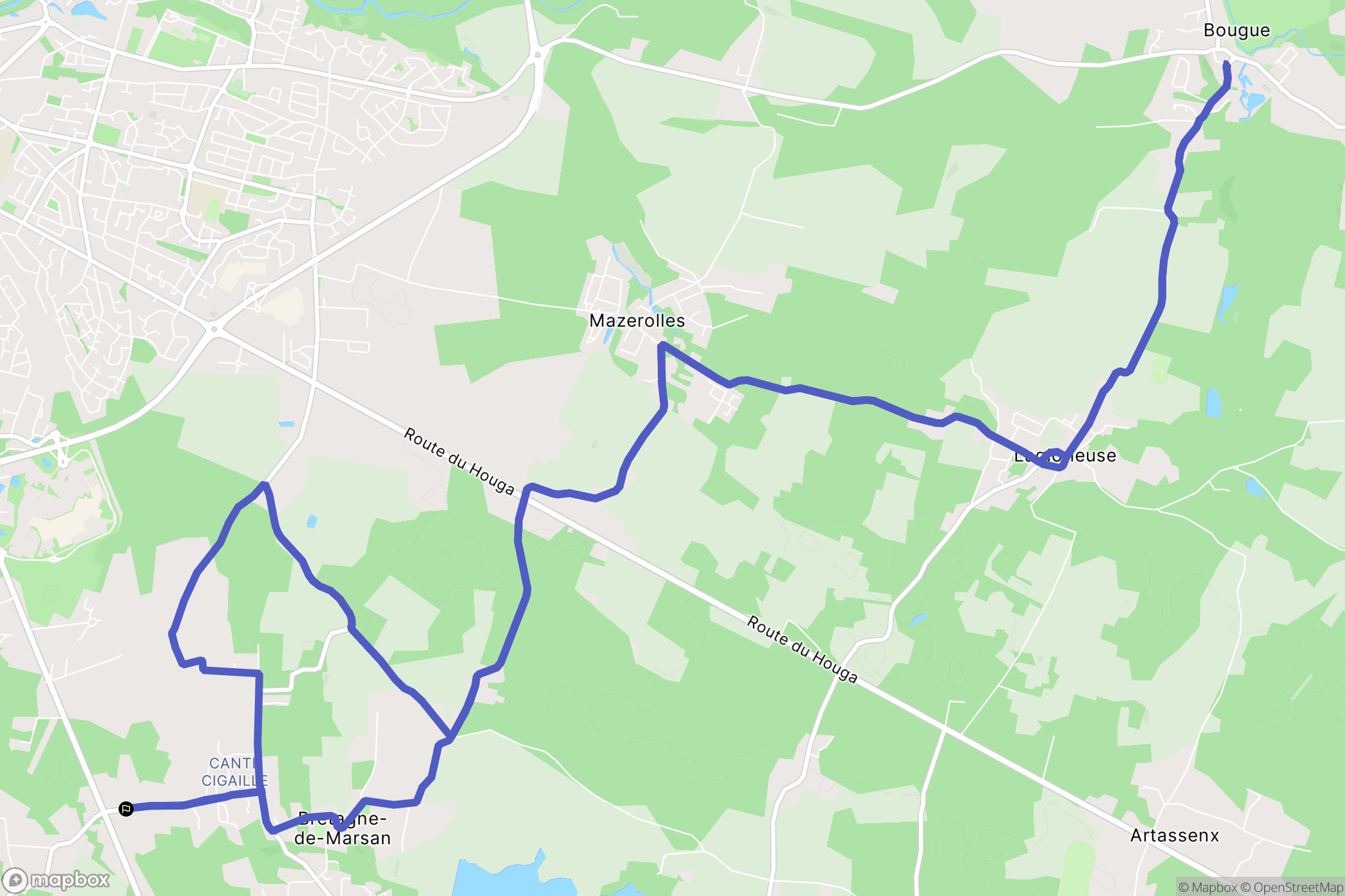 Bretagne-de-Marsan : carte du parcours de randonnée - France
