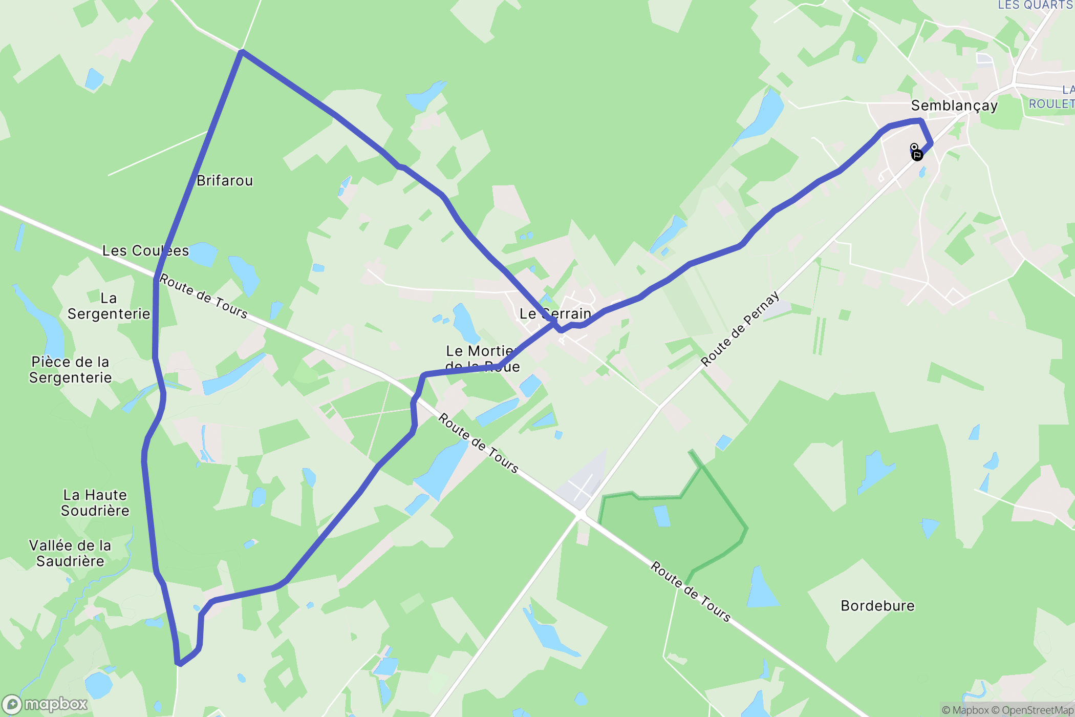 Semblançay : carte du parcours de randonnée - France