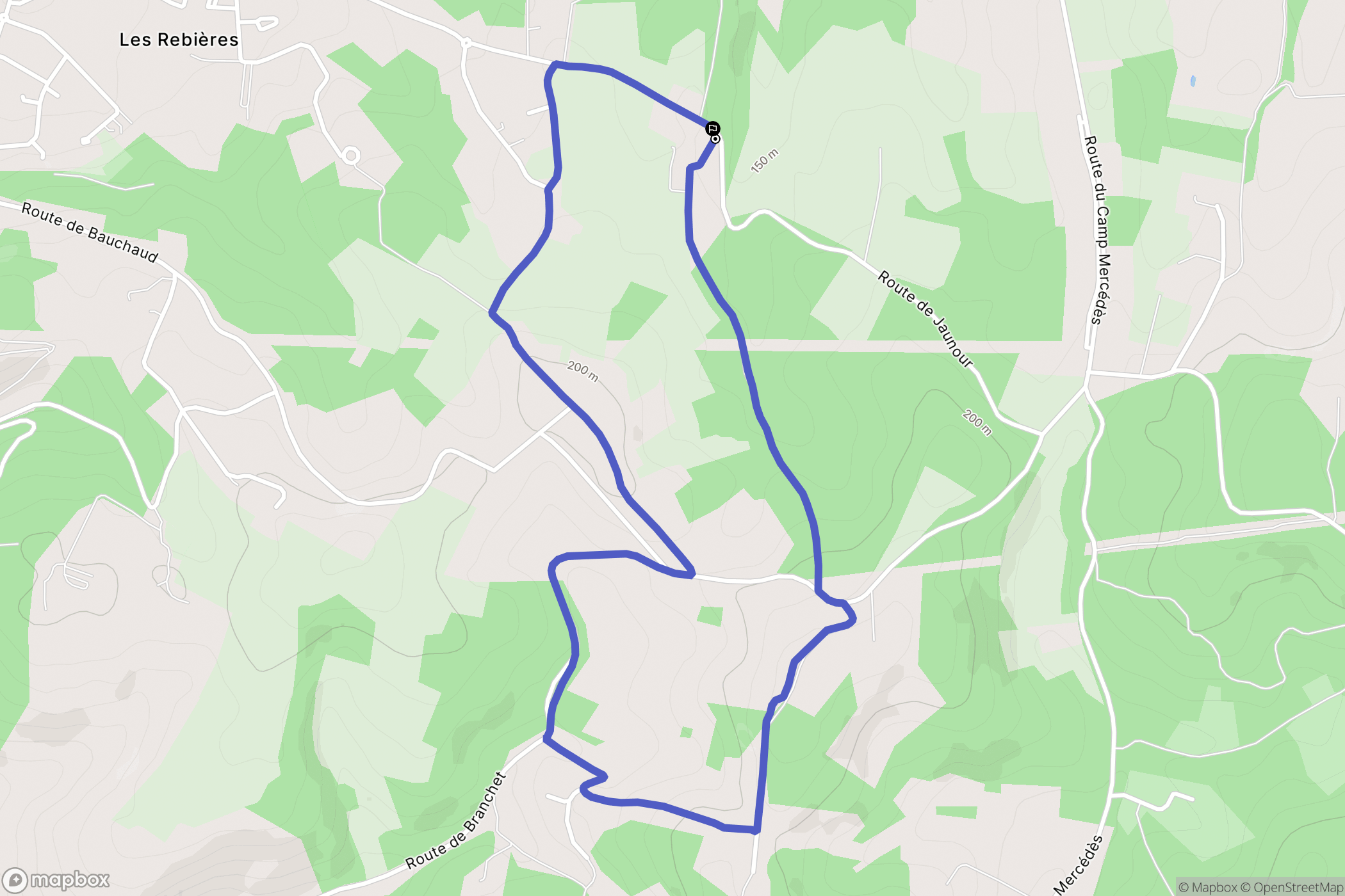 Bassillac et Auberoche : carte du parcours de randonnée - France