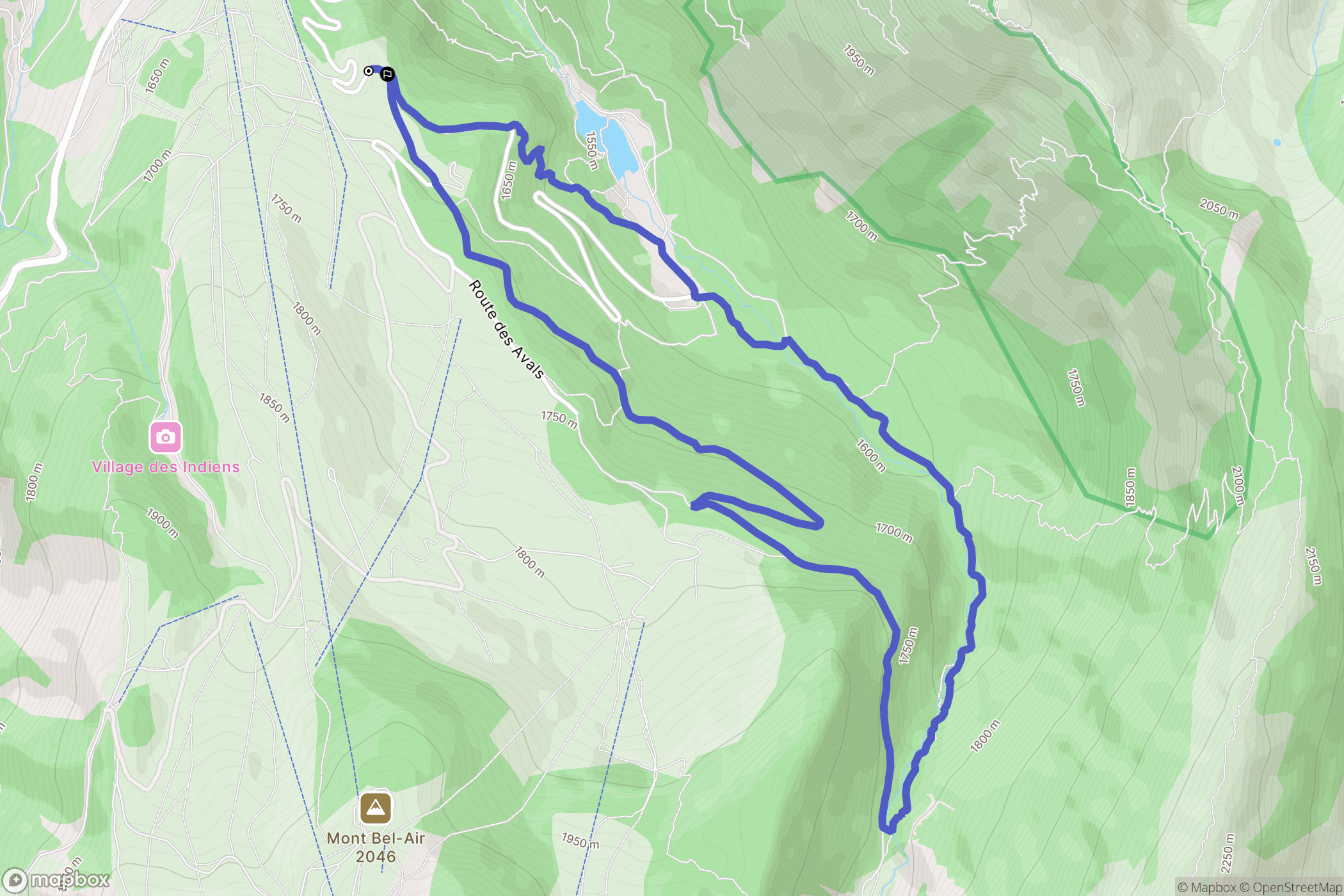 Courchevel : carte du parcours de randonnée - France