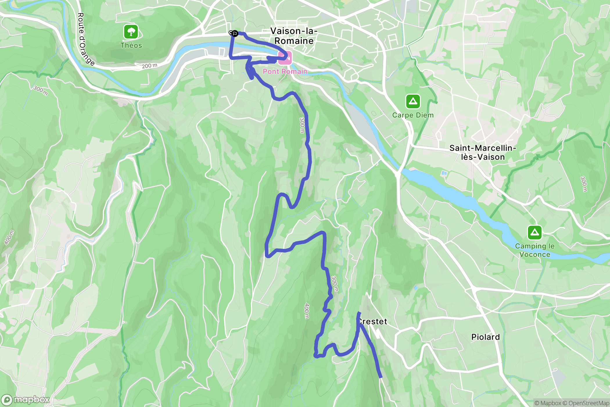 Vaison-la-Romaine : carte du parcours de randonnée - France