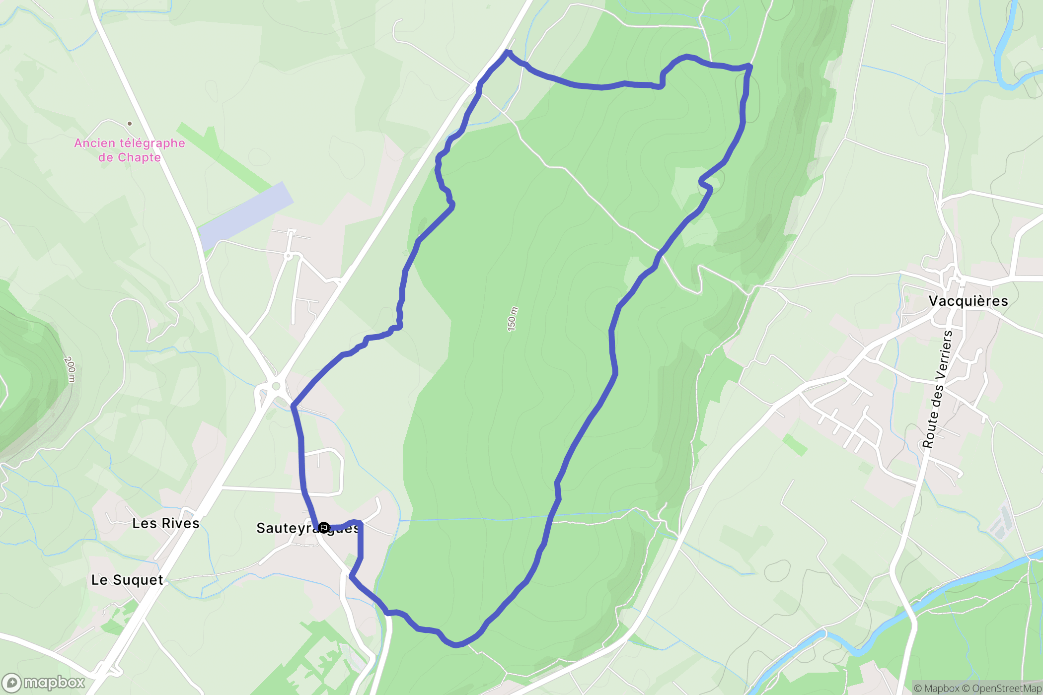 Sauteyrargues : carte du parcours de randonnée - France
