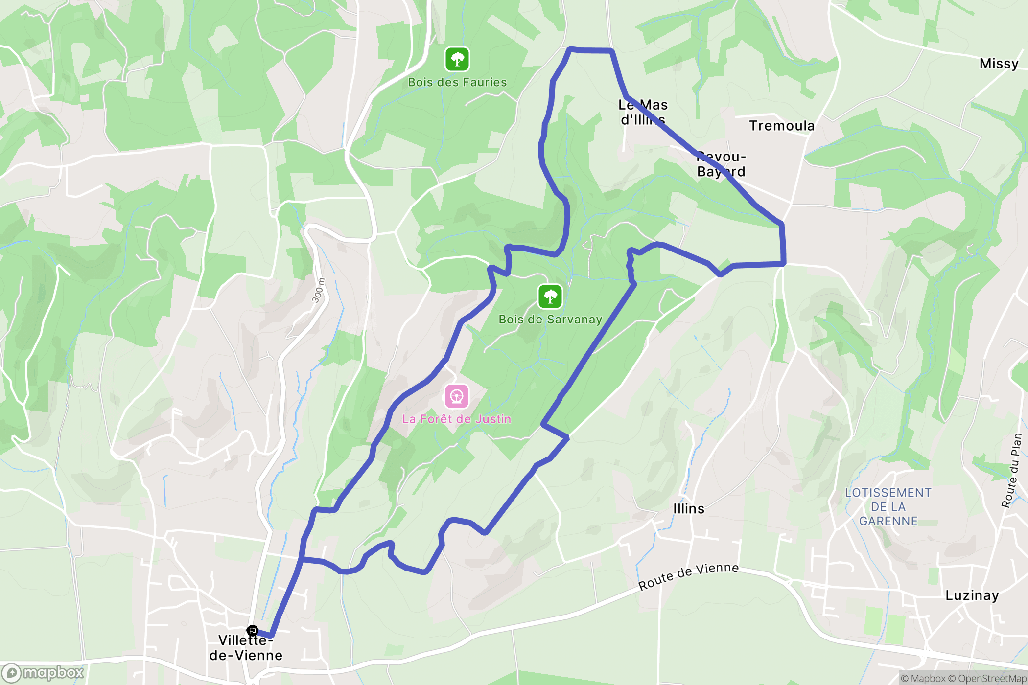 Villette-de-Vienne : carte du parcours de randonnée - France