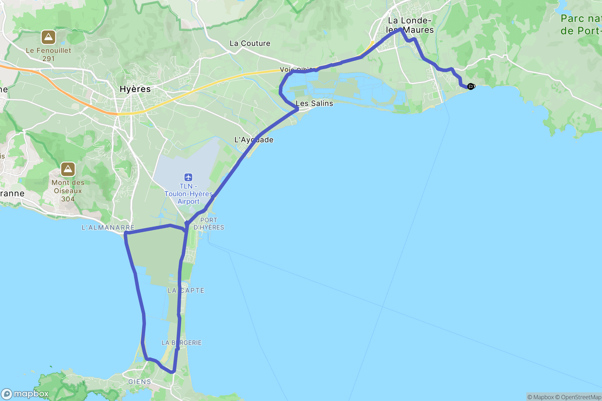La Londe-les-Maures : carte du parcours de randonnée - France
