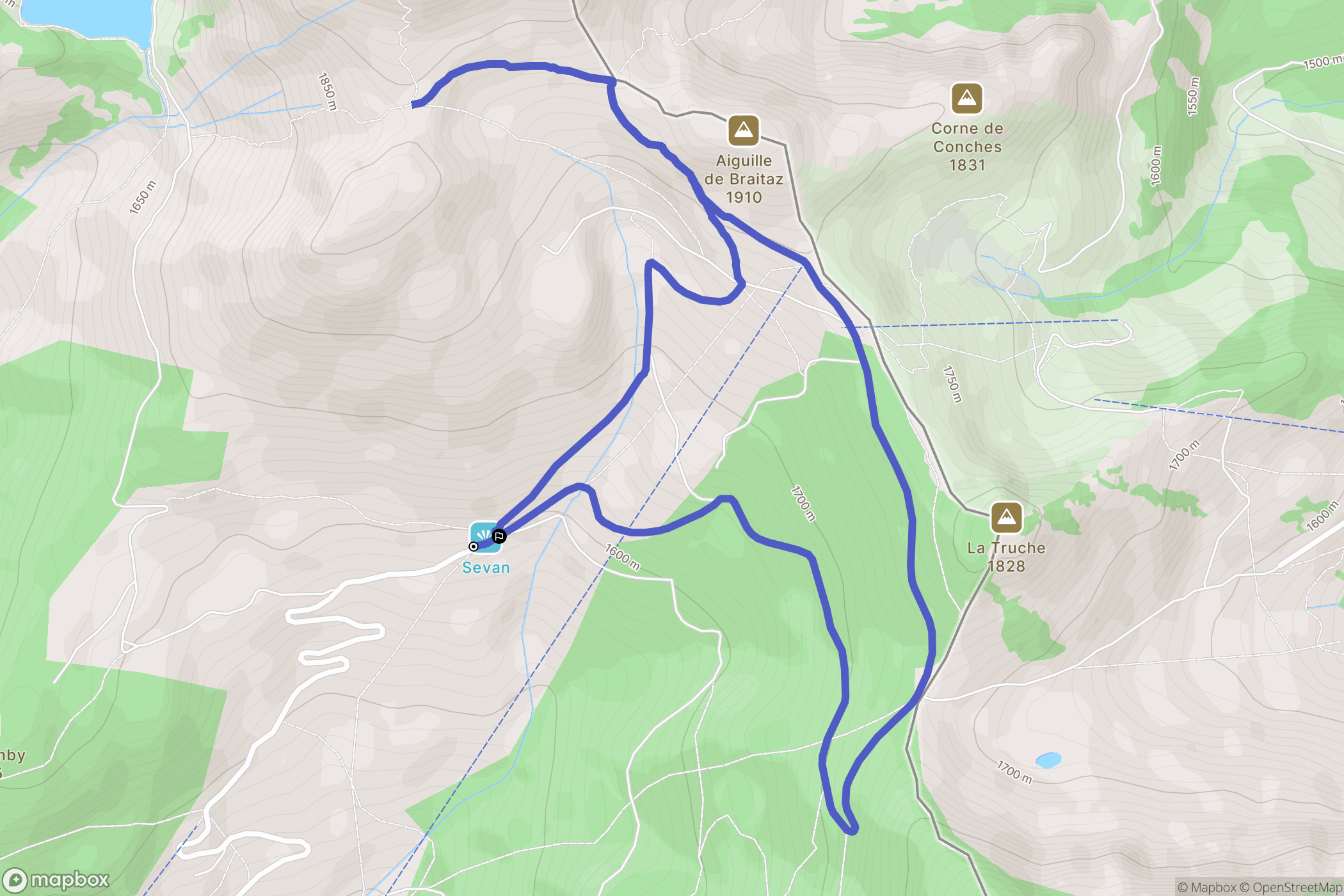 La Chapelle-d'Abondance : carte du parcours de randonnée - France