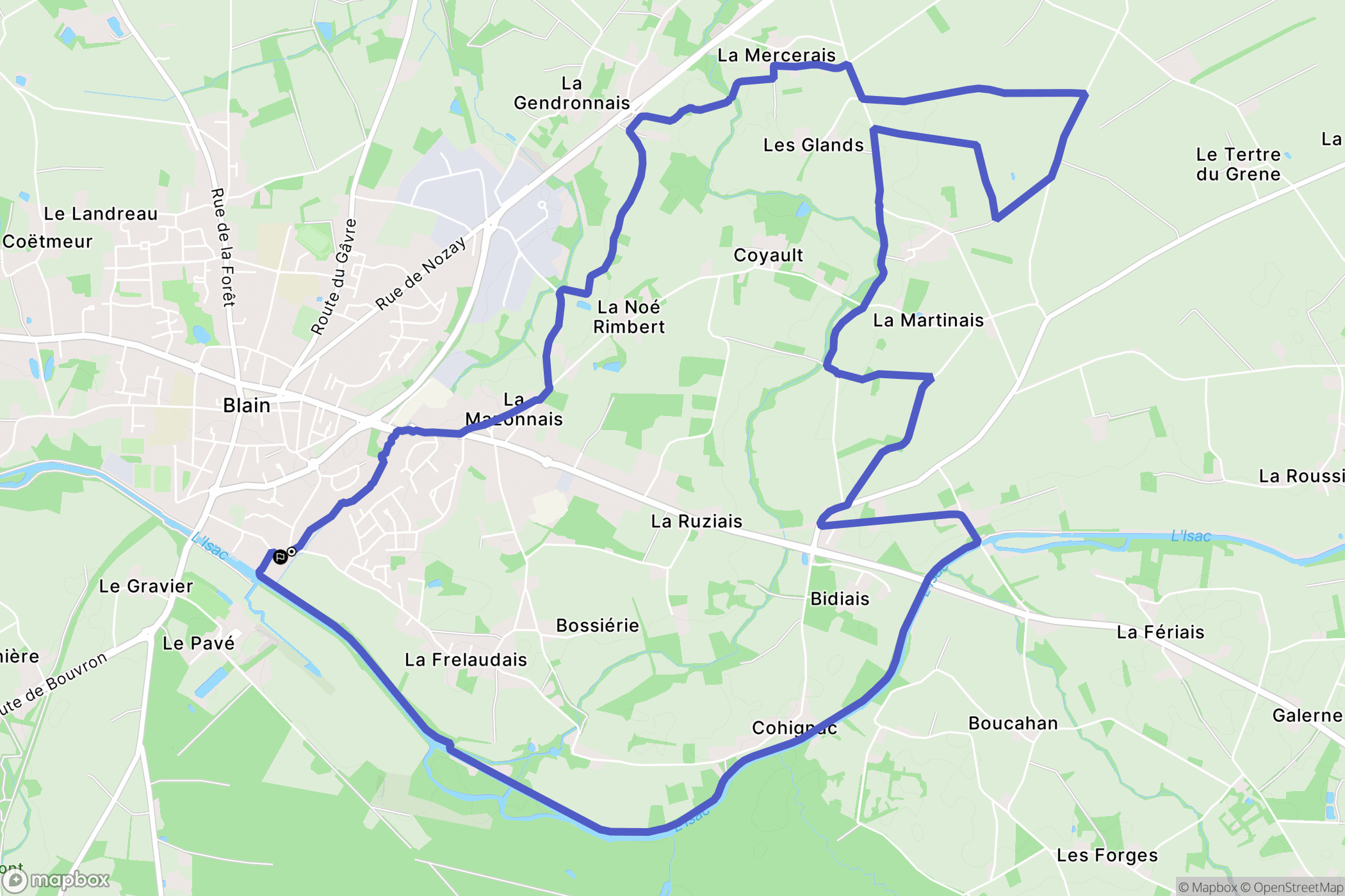 Blain : carte du parcours de randonnée - France