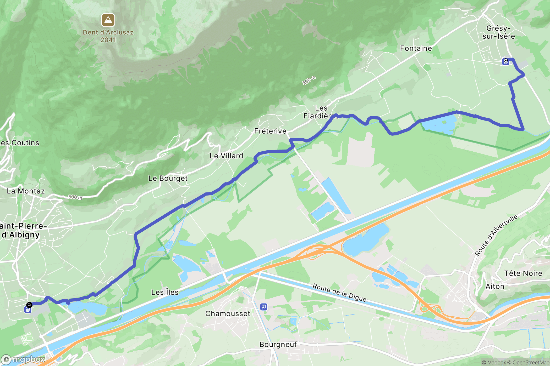 Grésy-sur-Isère : carte du parcours de randonnée - France
