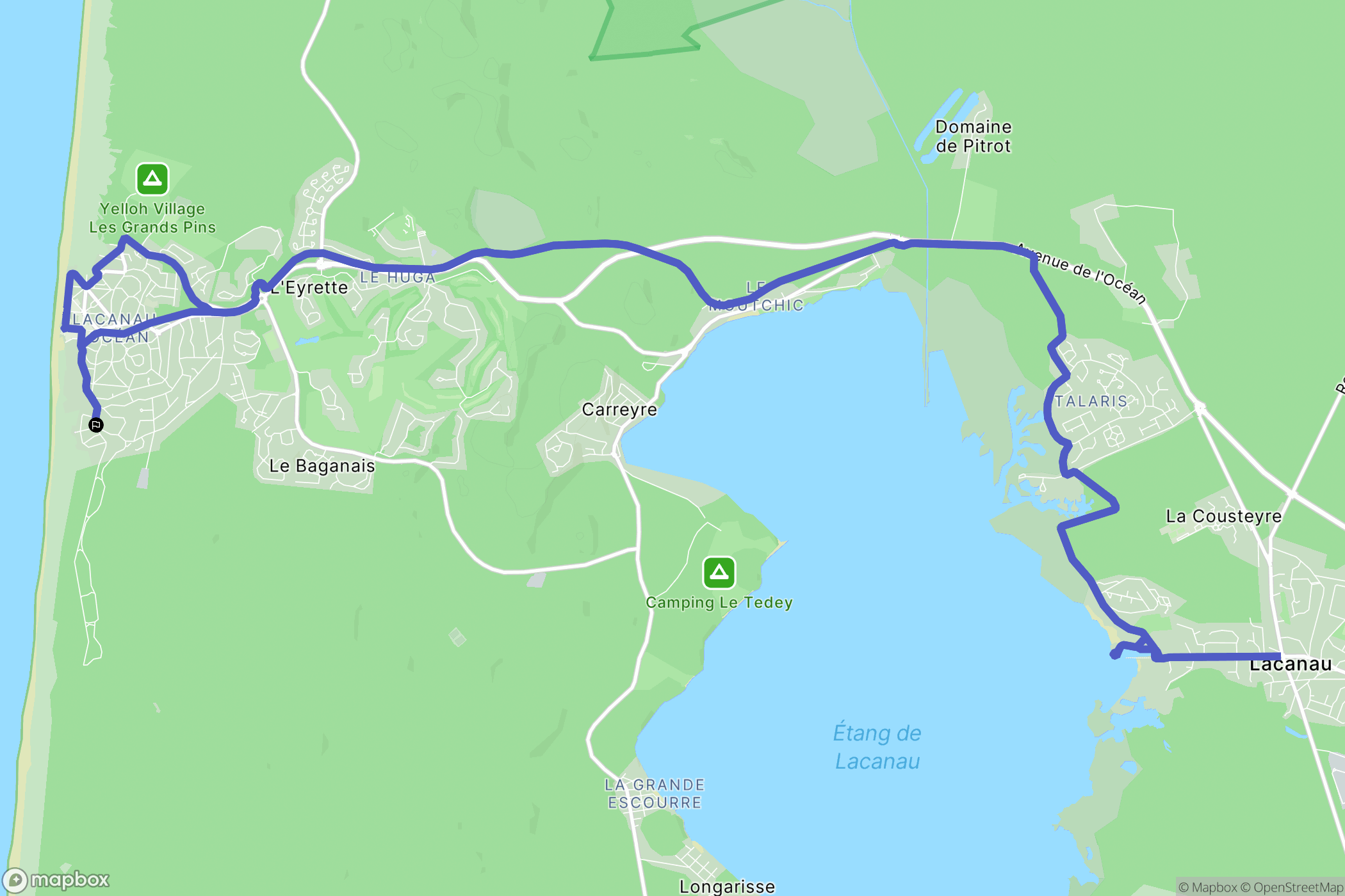 Lacanau : carte du parcours de randonnée - France