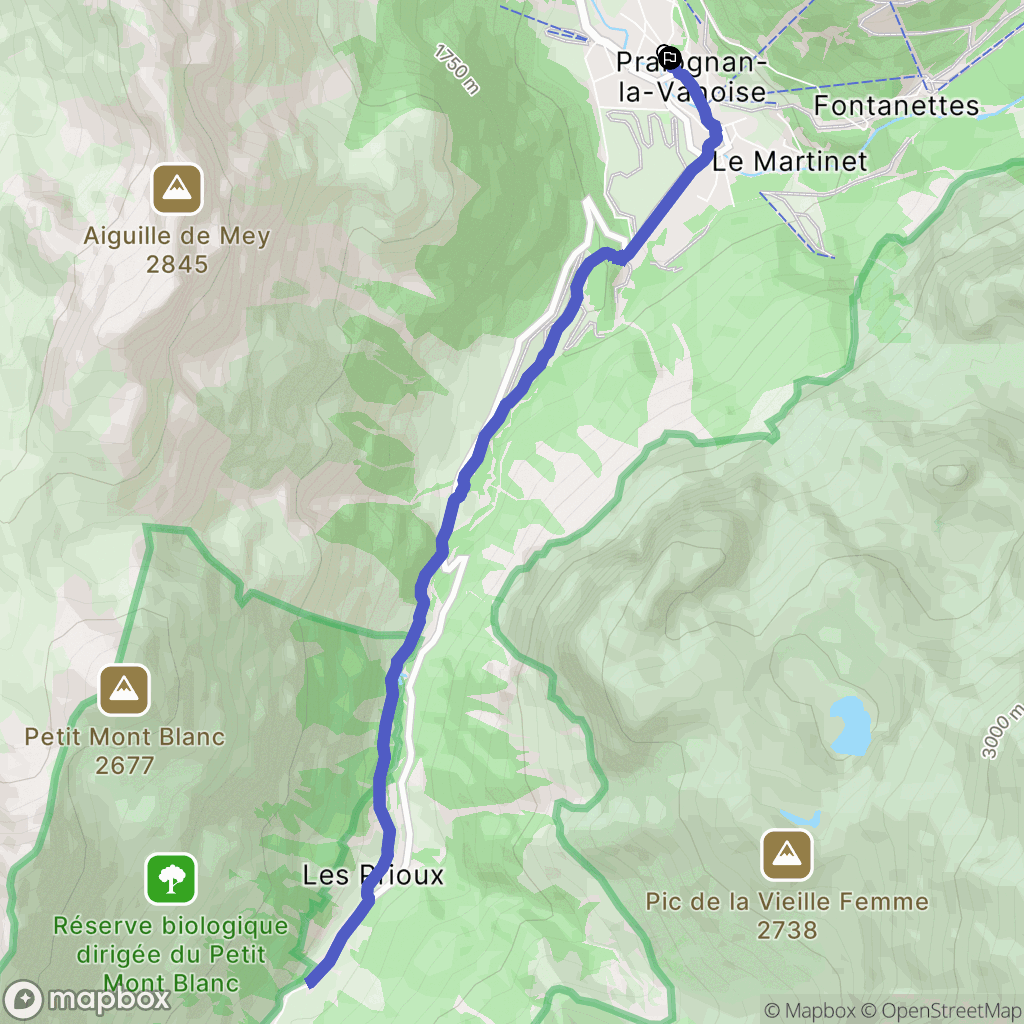 Pralognan-la-Vanoise : carte du parcours de randonnée - France