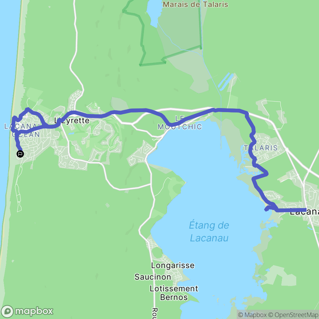 Lacanau : carte du parcours de randonnée - France