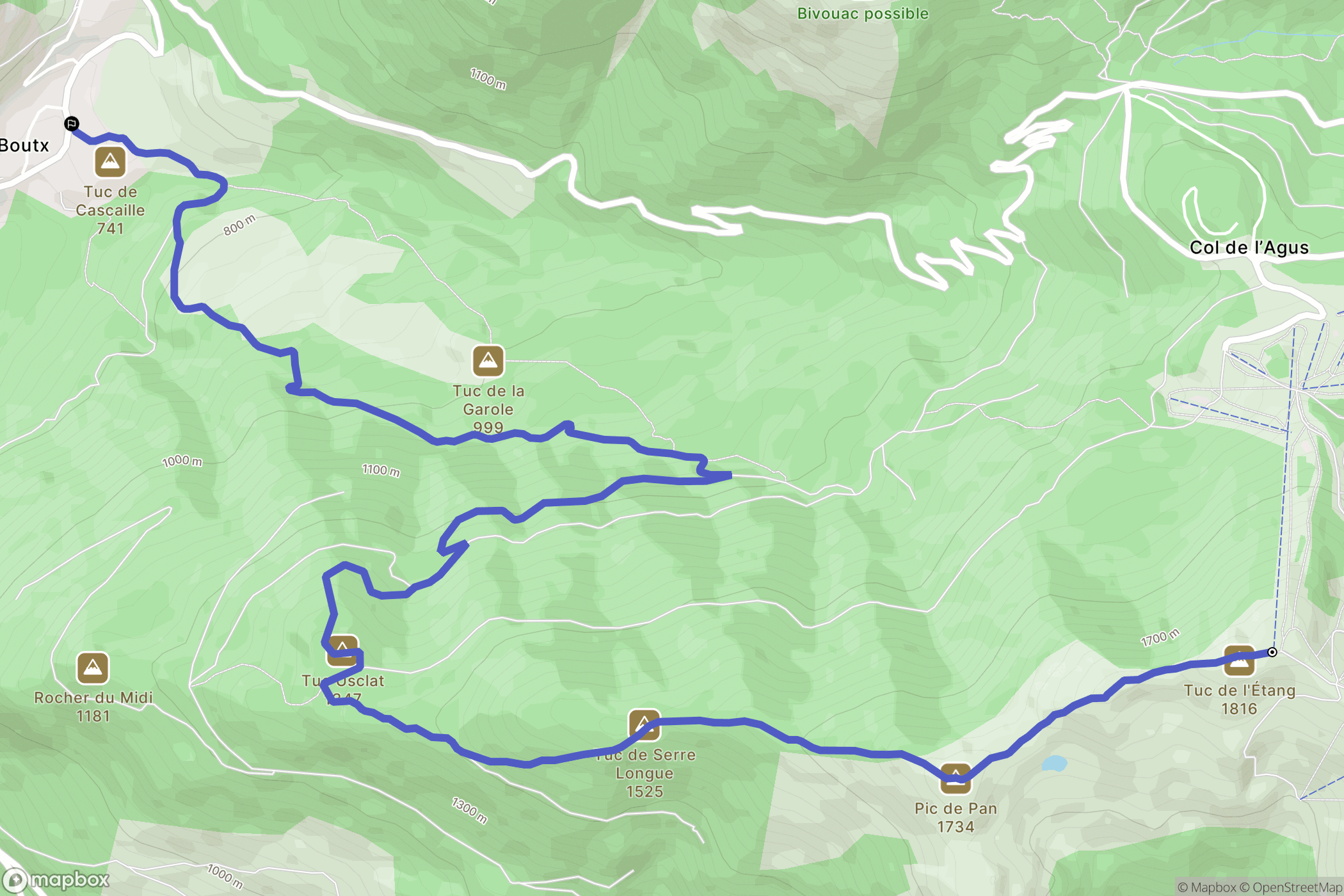 Boutx : carte du parcours de randonnée - France