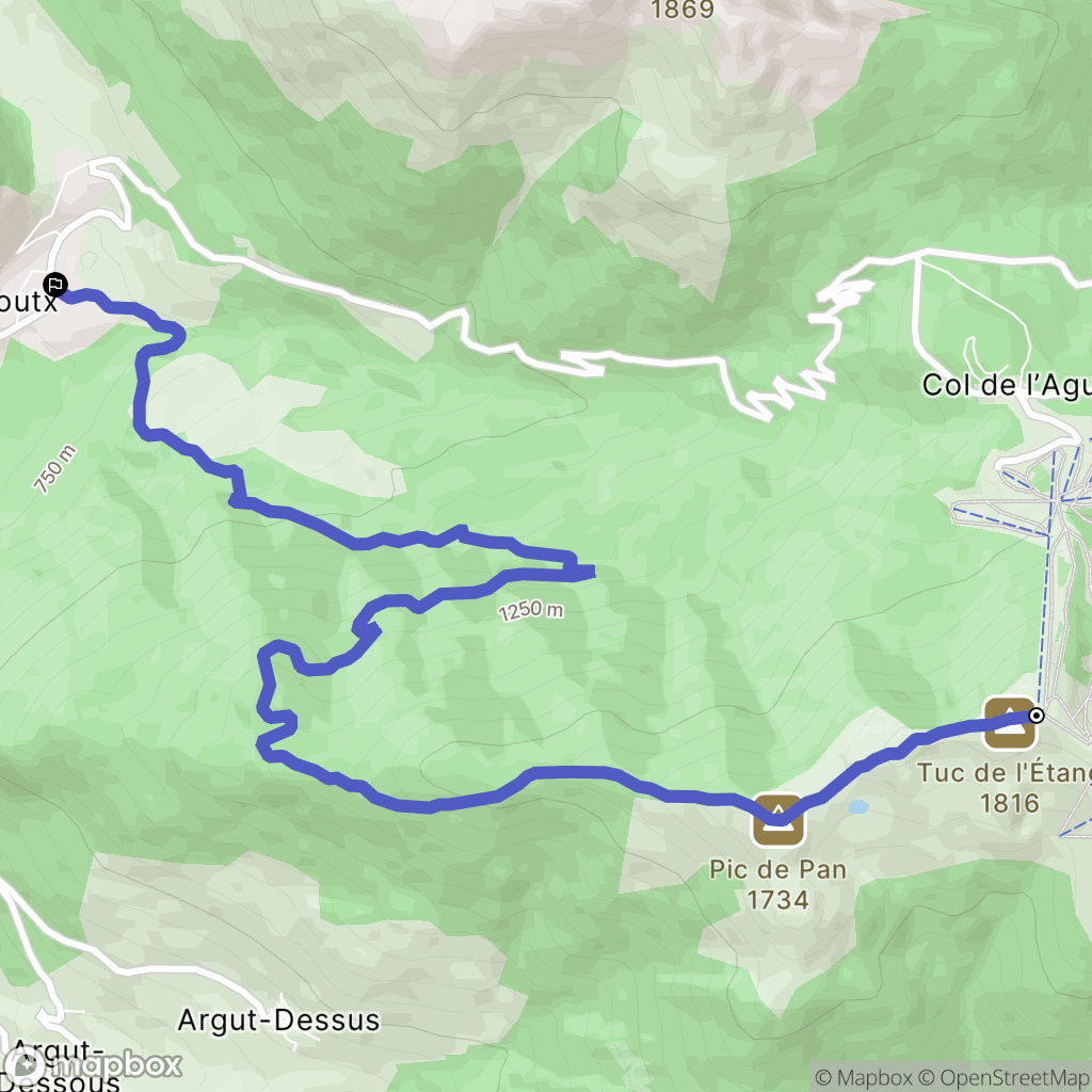 Boutx : carte du parcours de randonnée - France