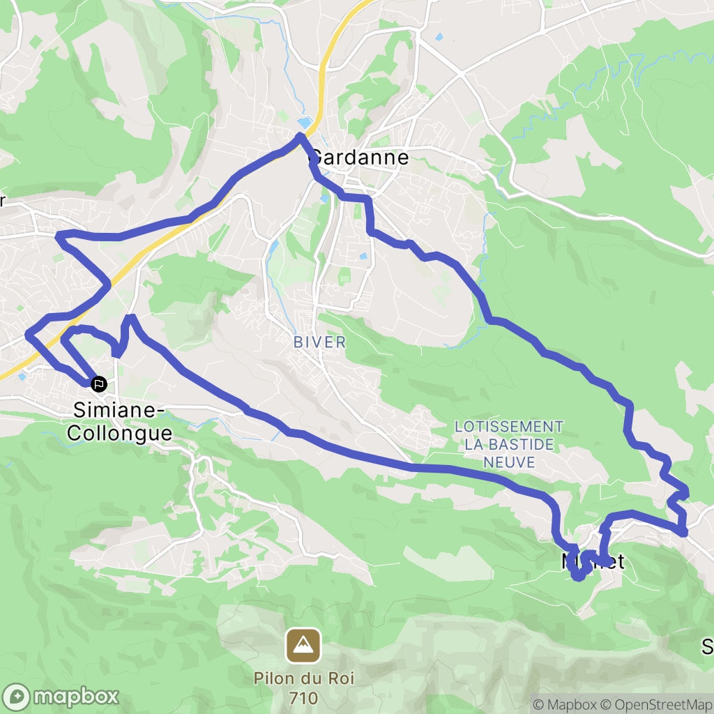 Simiane-Collongue : carte du parcours de randonnée - France