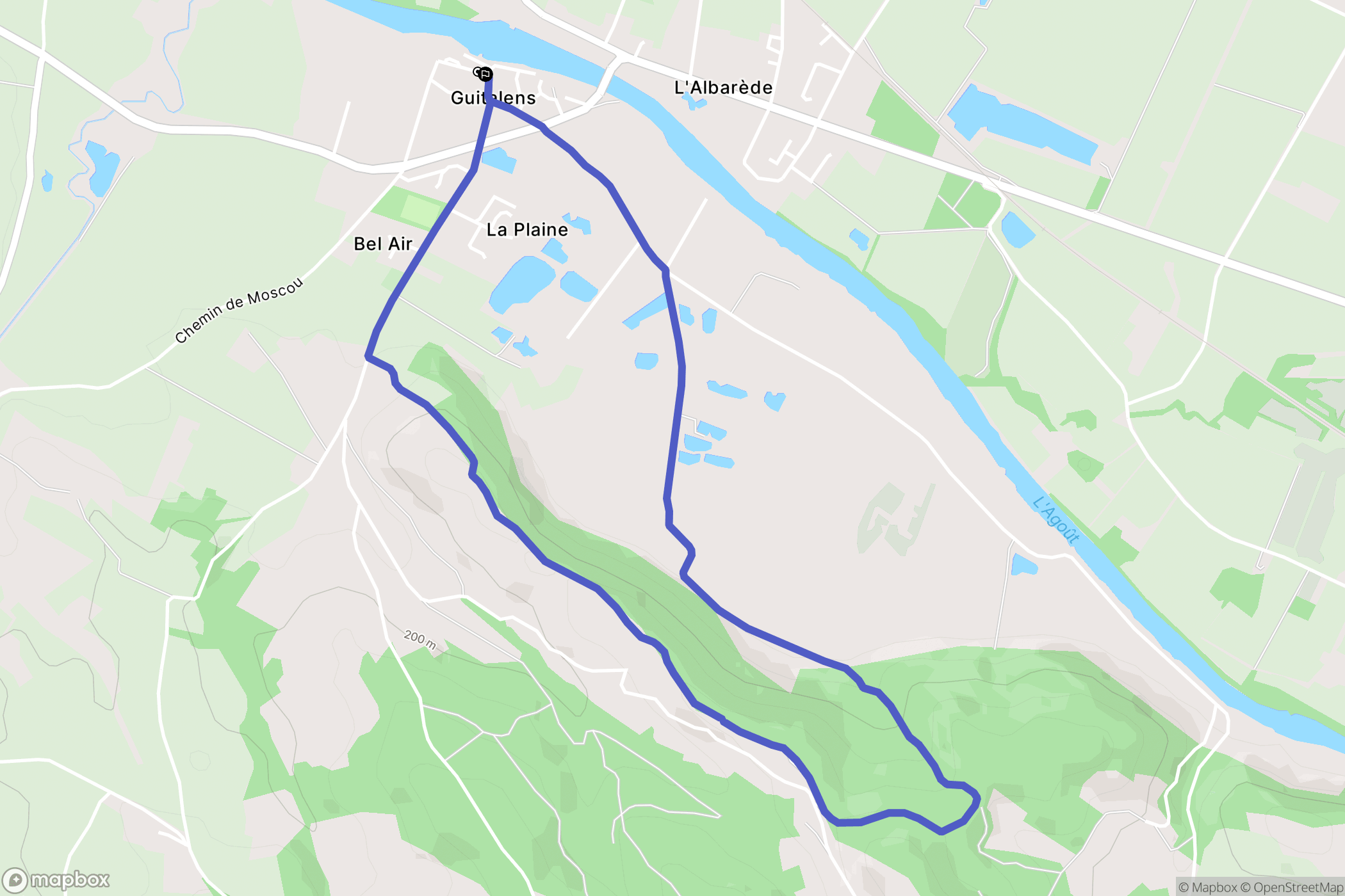Guitalens-l'Albarède : carte du parcours de randonnée - France