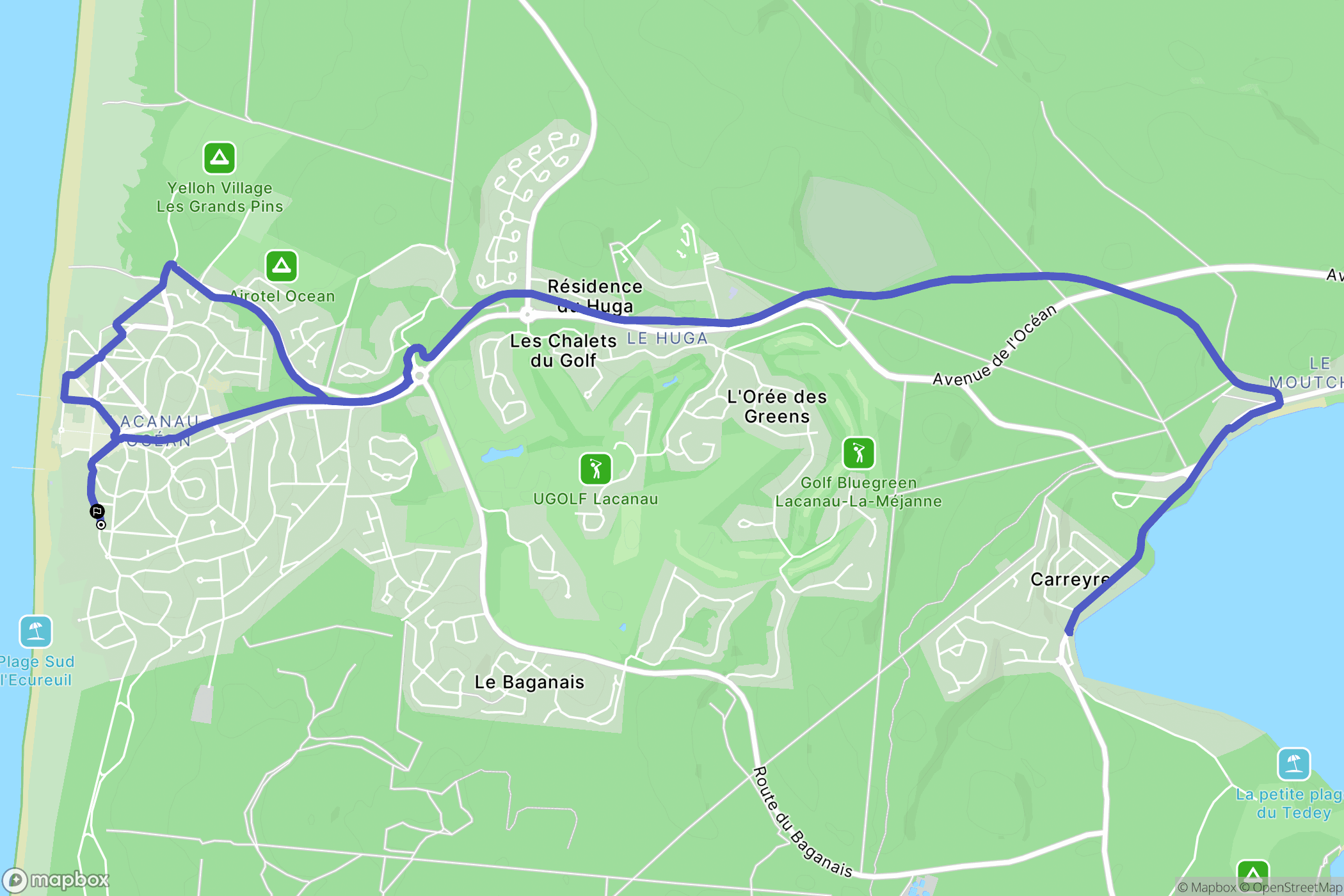 Lacanau : carte du parcours de randonnée - France