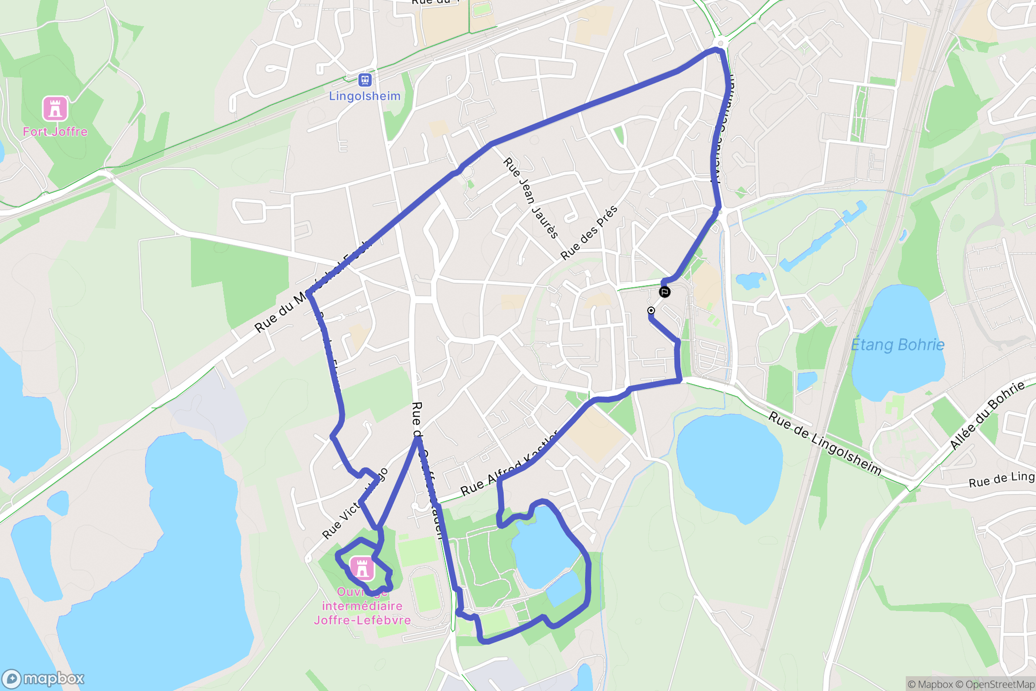 Lingolsheim : carte du parcours de randonnée - France