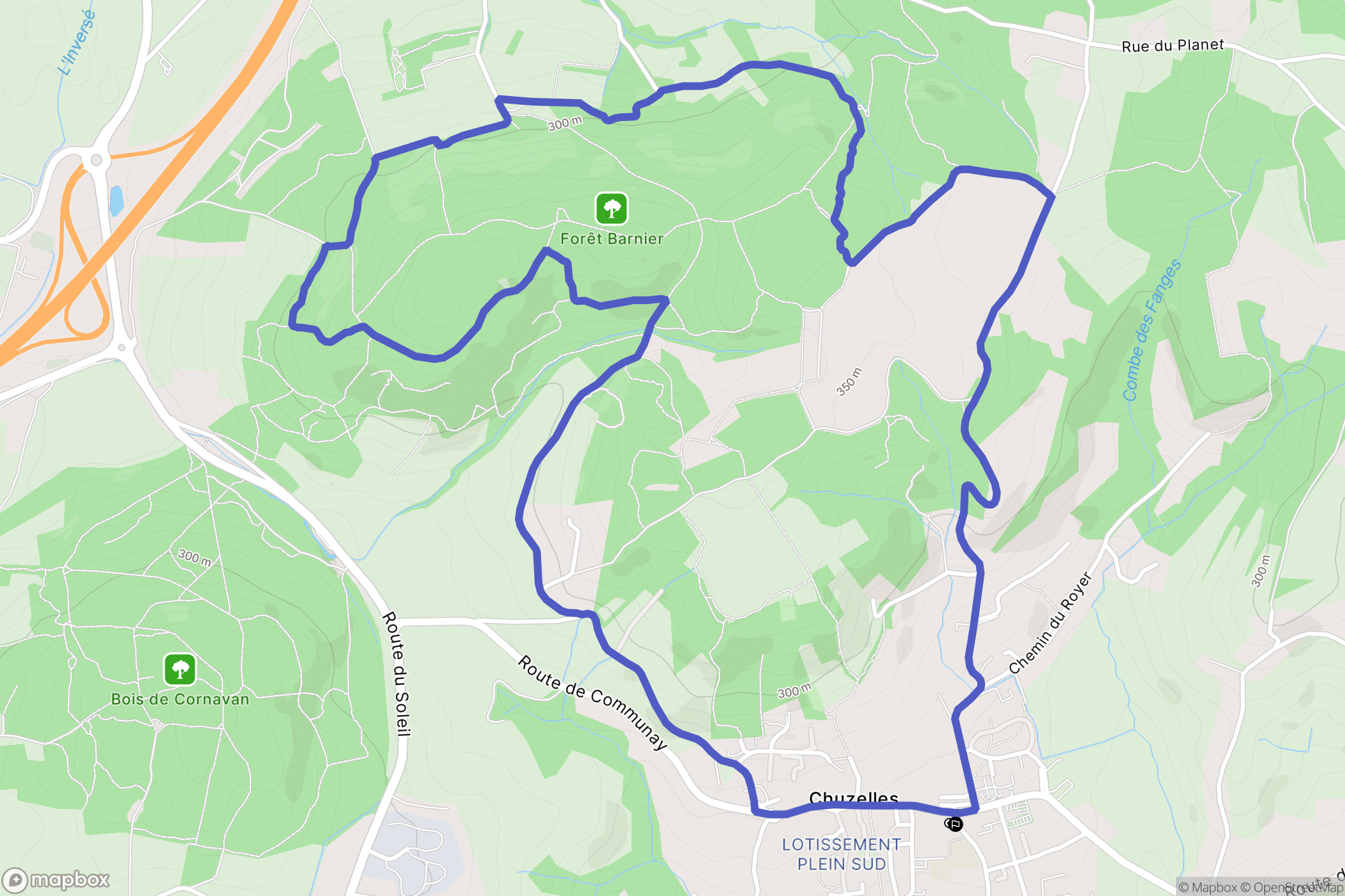 Chuzelles : carte du parcours de randonnée - France
