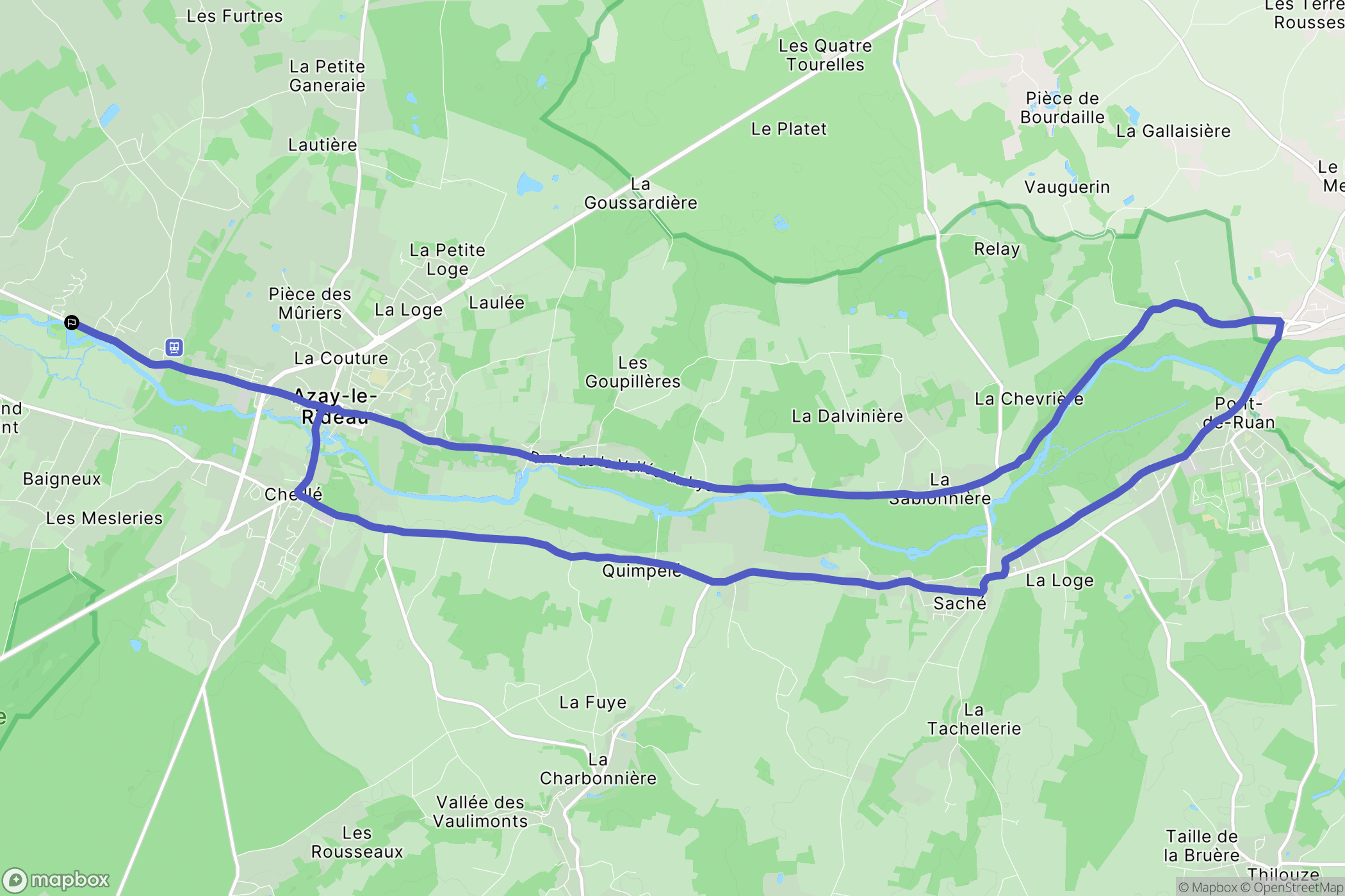 Azay-le-Rideau : carte du parcours de randonnée - France