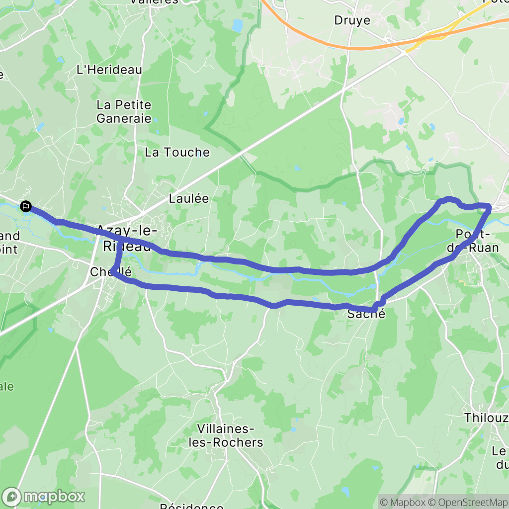 Azay-le-Rideau : carte du parcours de randonnée - France