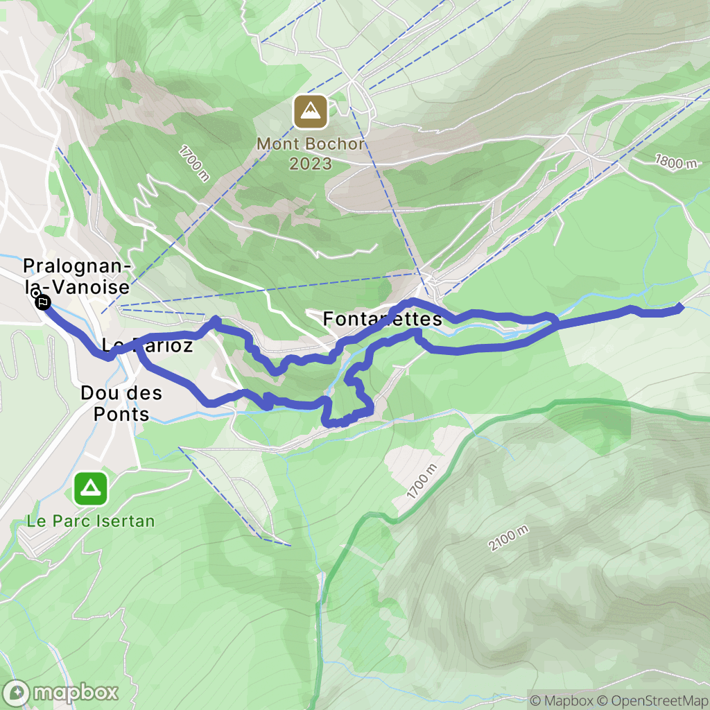 Pralognan la Vanoise : carte du parcours de randonnée - France