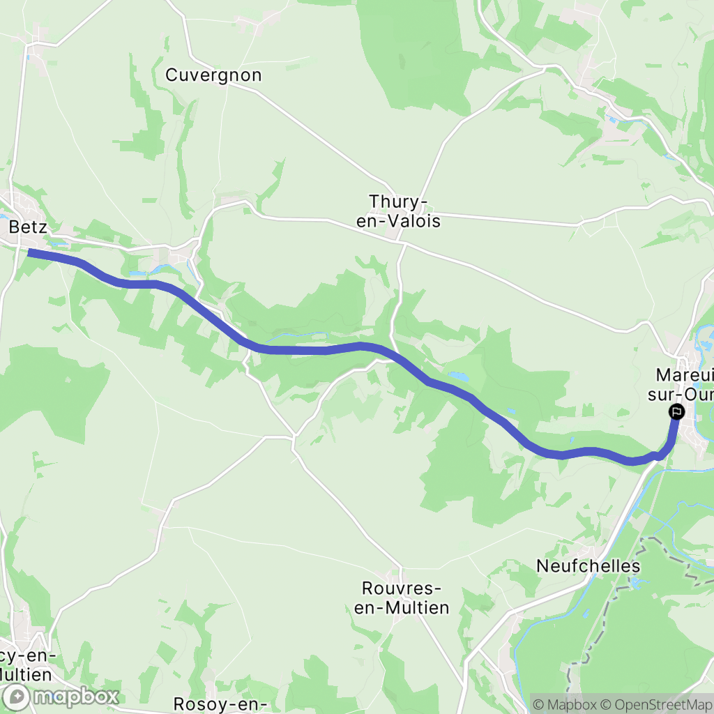 Mareuil-sur-Ourcq : carte du parcours de randonnée - France