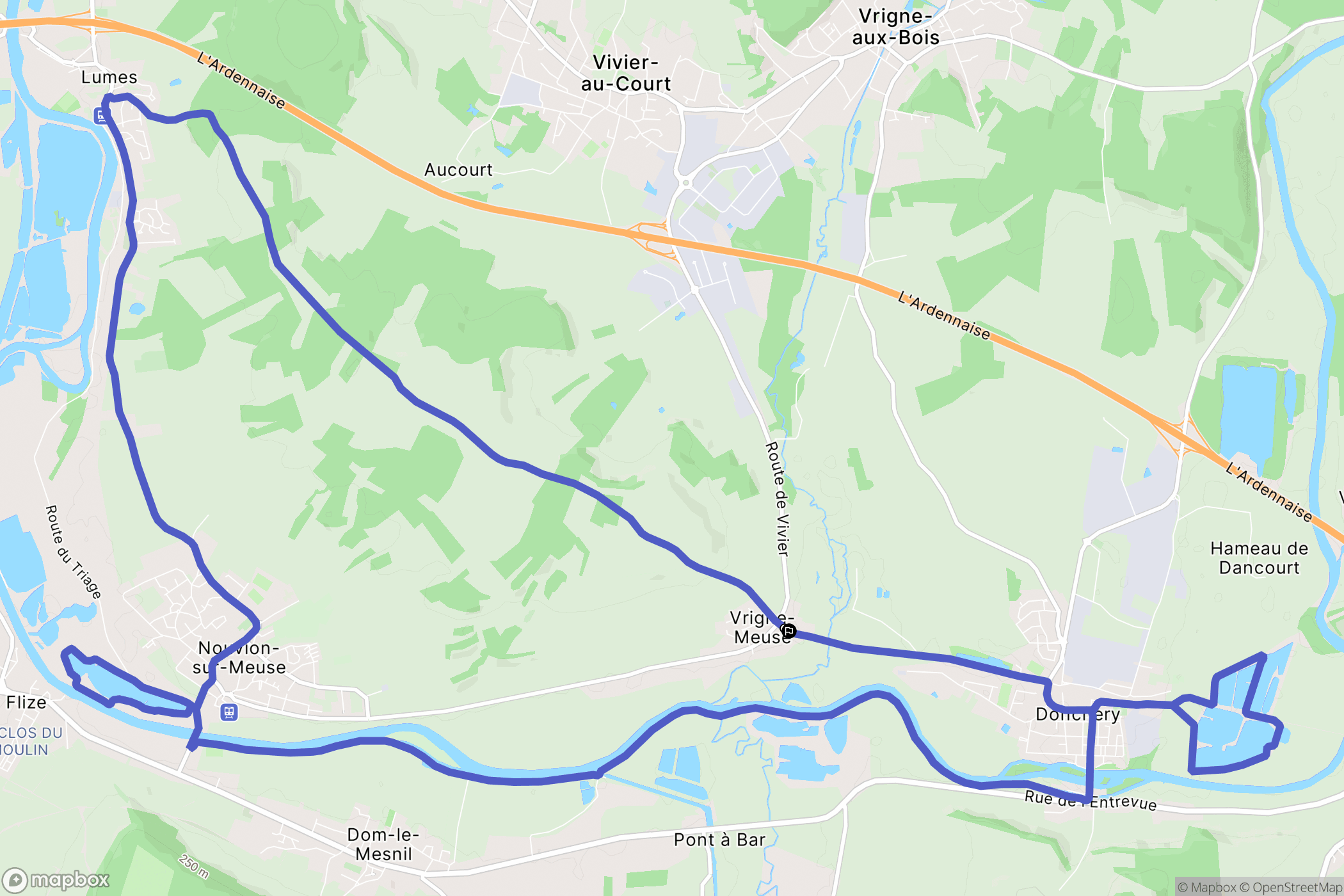 Vrigne-Meuse : carte du parcours de randonnée - France