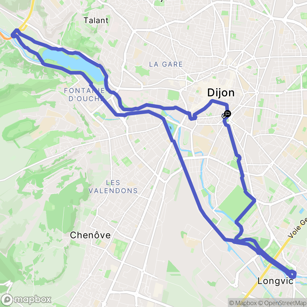 Dijon : carte du parcours de randonnée - France