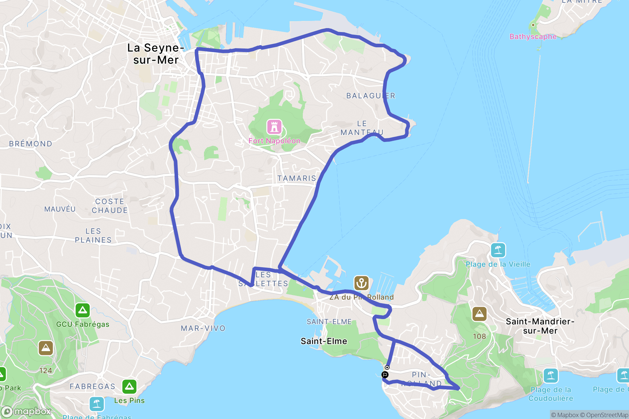 Saint-Mandrier-sur-Mer : carte du parcours de randonnée - France