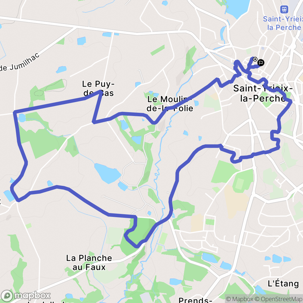 Saint-Yrieix-la-Perche : carte du parcours de randonnée - France