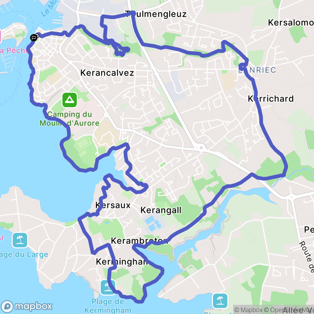 Concarneau : carte du parcours de randonnée - France