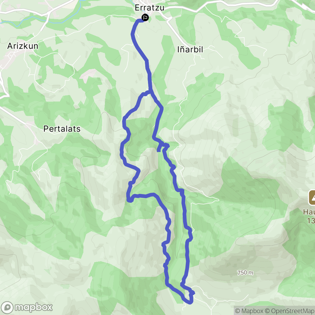 Erratzu : carte du parcours de randonnée - Spain